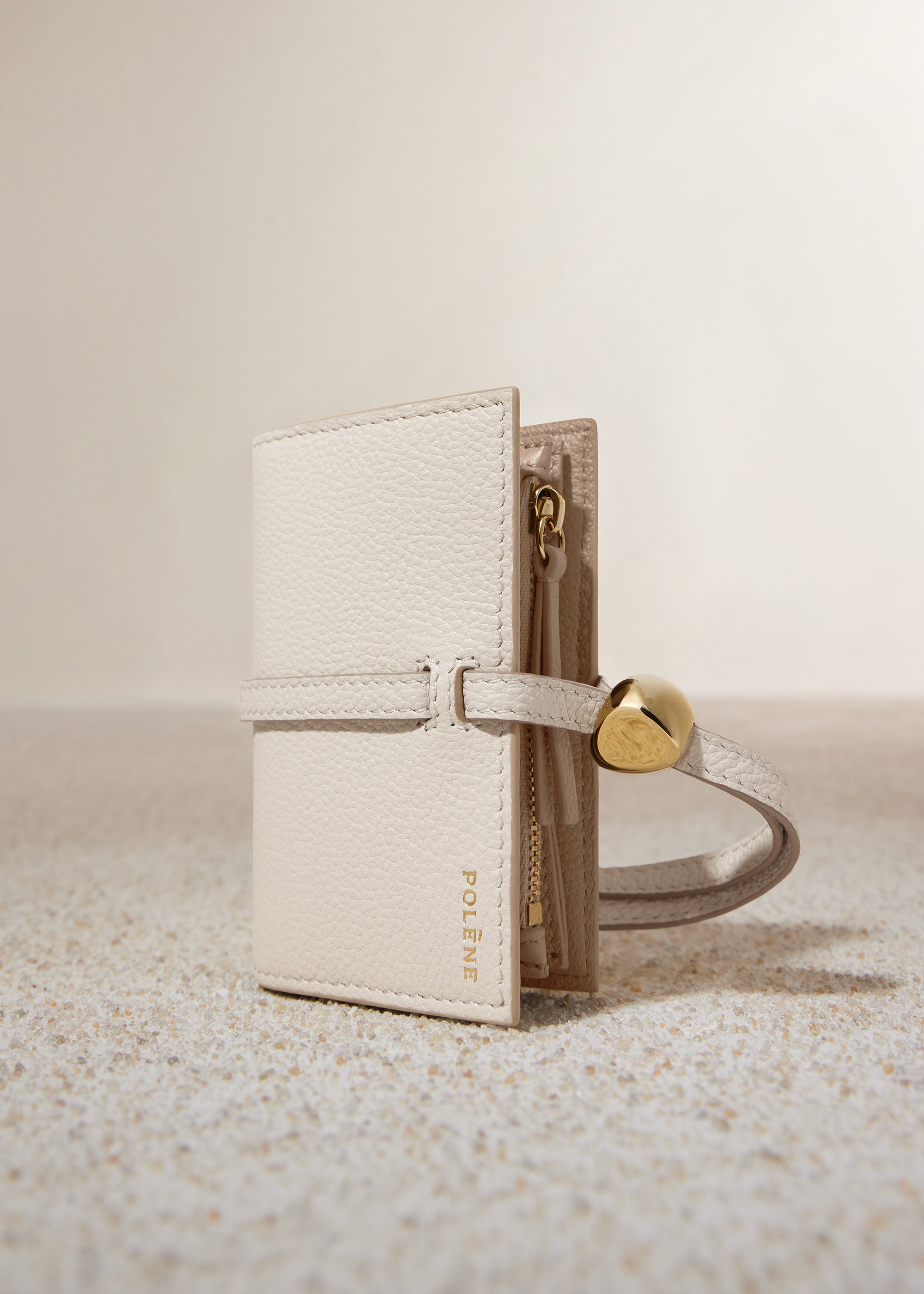 Polene Kaye Card Holder Textured Duo Chalk