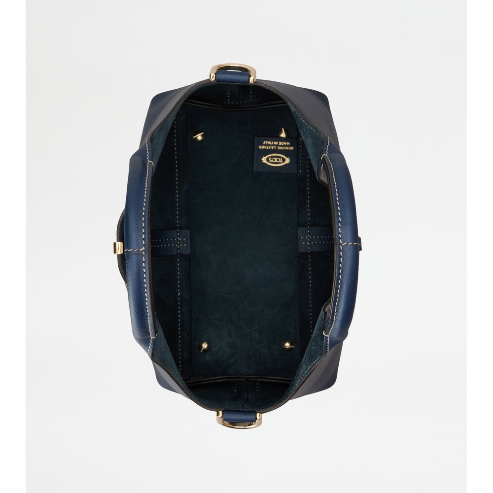 Tods Tote Shopping Bag In Leather Mini Blue