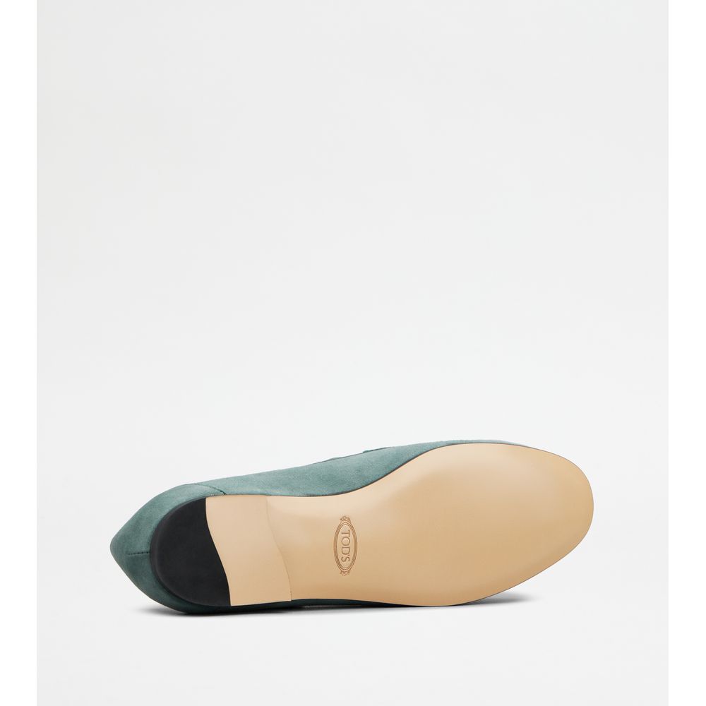 Tods Kate Loafers In Suede Light Blue Womens