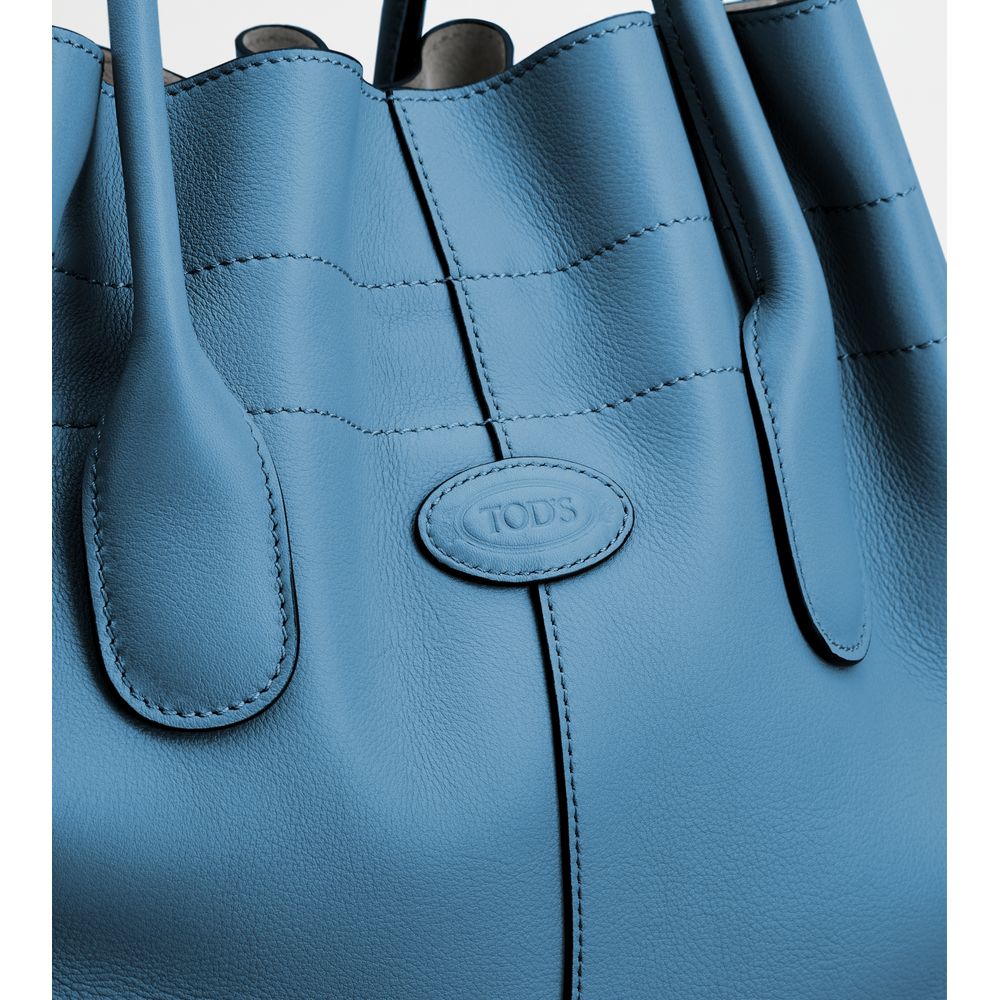 Tods Di Bag In Leather Small With Drawstring Light Blue