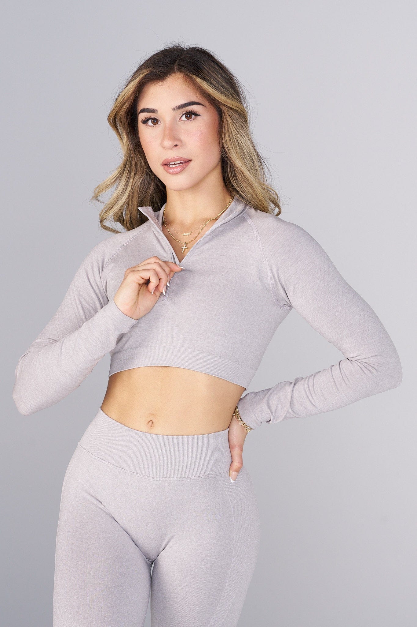 YoungLA W543 Core Hourglass quarter zip Grey