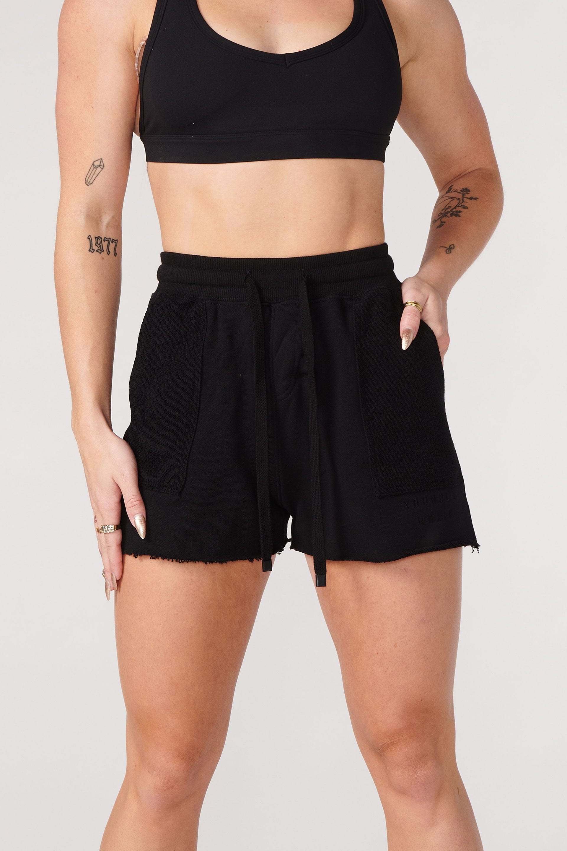 YoungLA W114 Reversed Terry Shorts Black