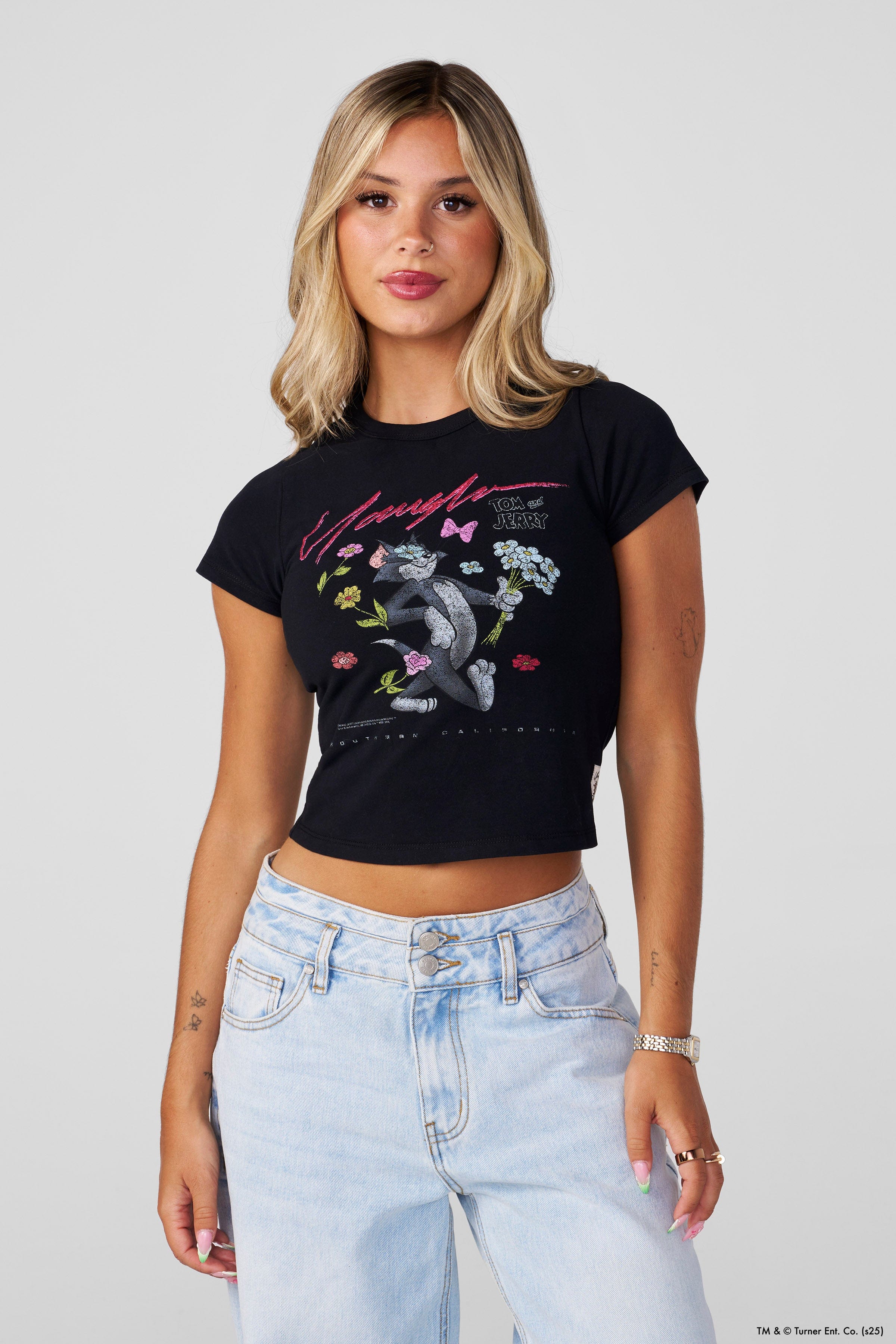 YoungLA W405 Tom & Jerry Baby Tee Tom in Bloom