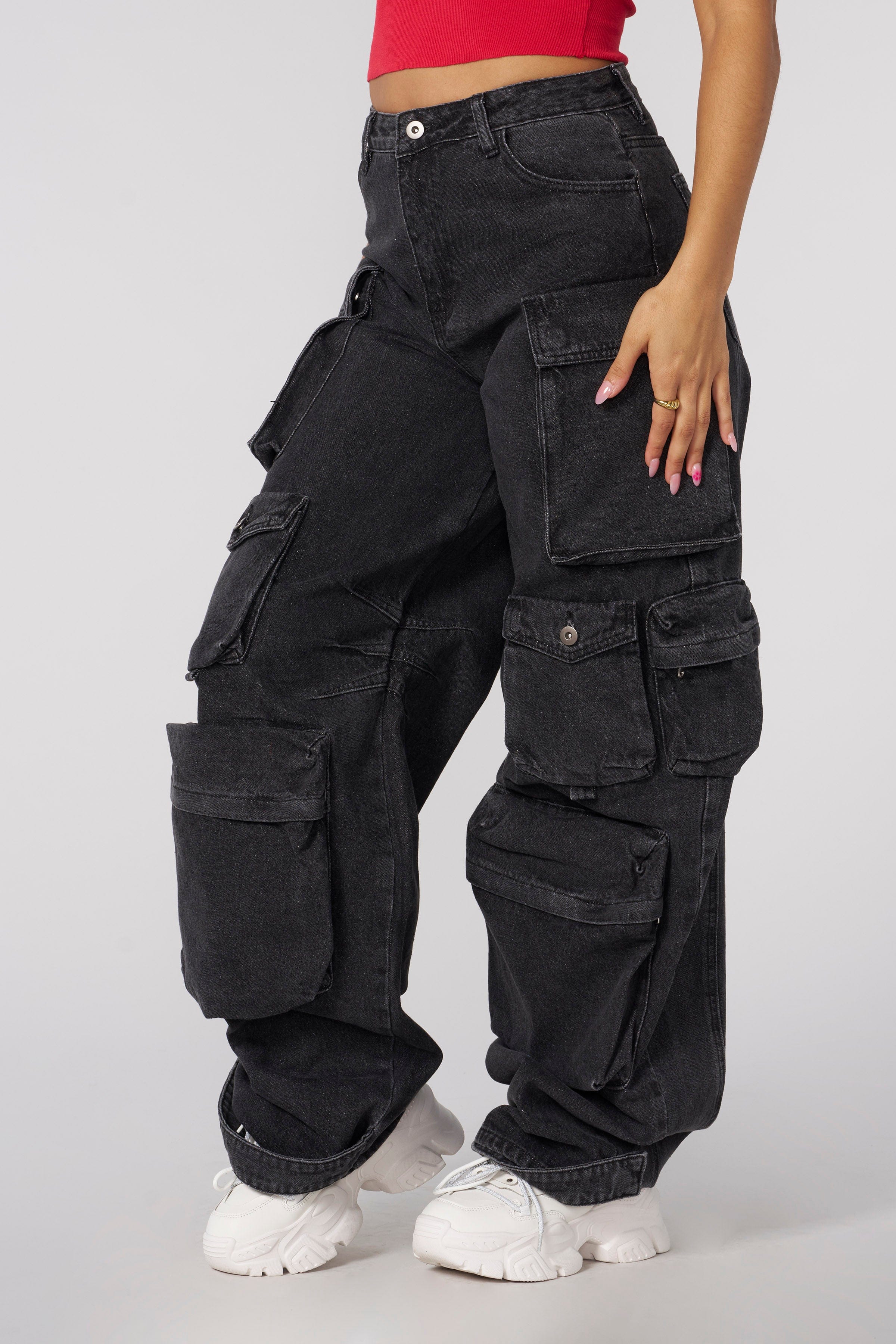 YoungLA W253 CarryAll Cargo Jeans Black