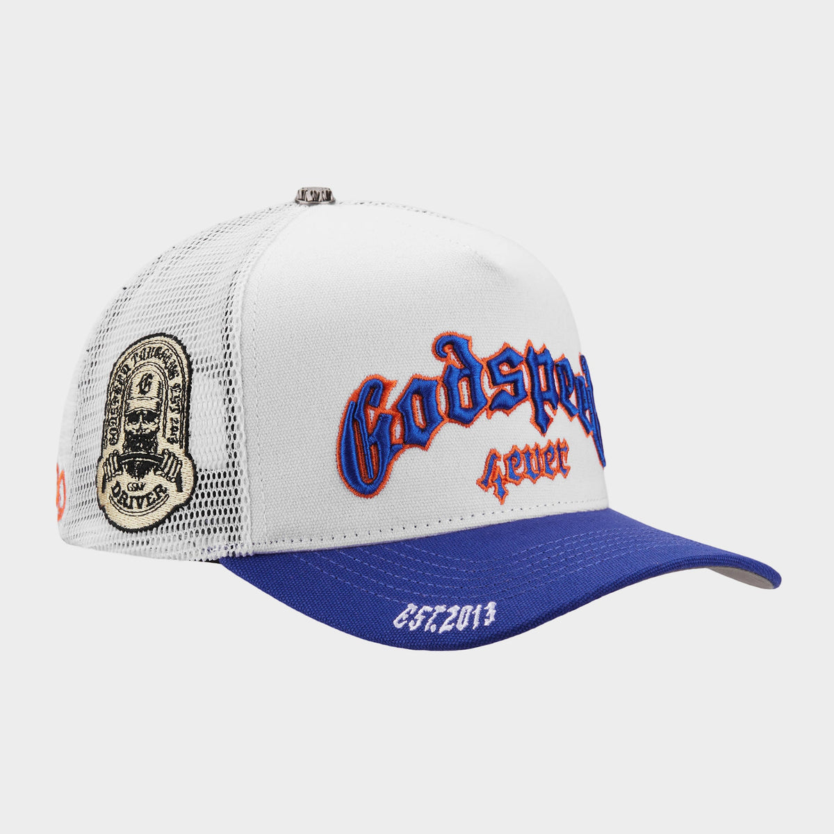 Godspeed GS Forever Trucker Hat (White / Blue / Orange)