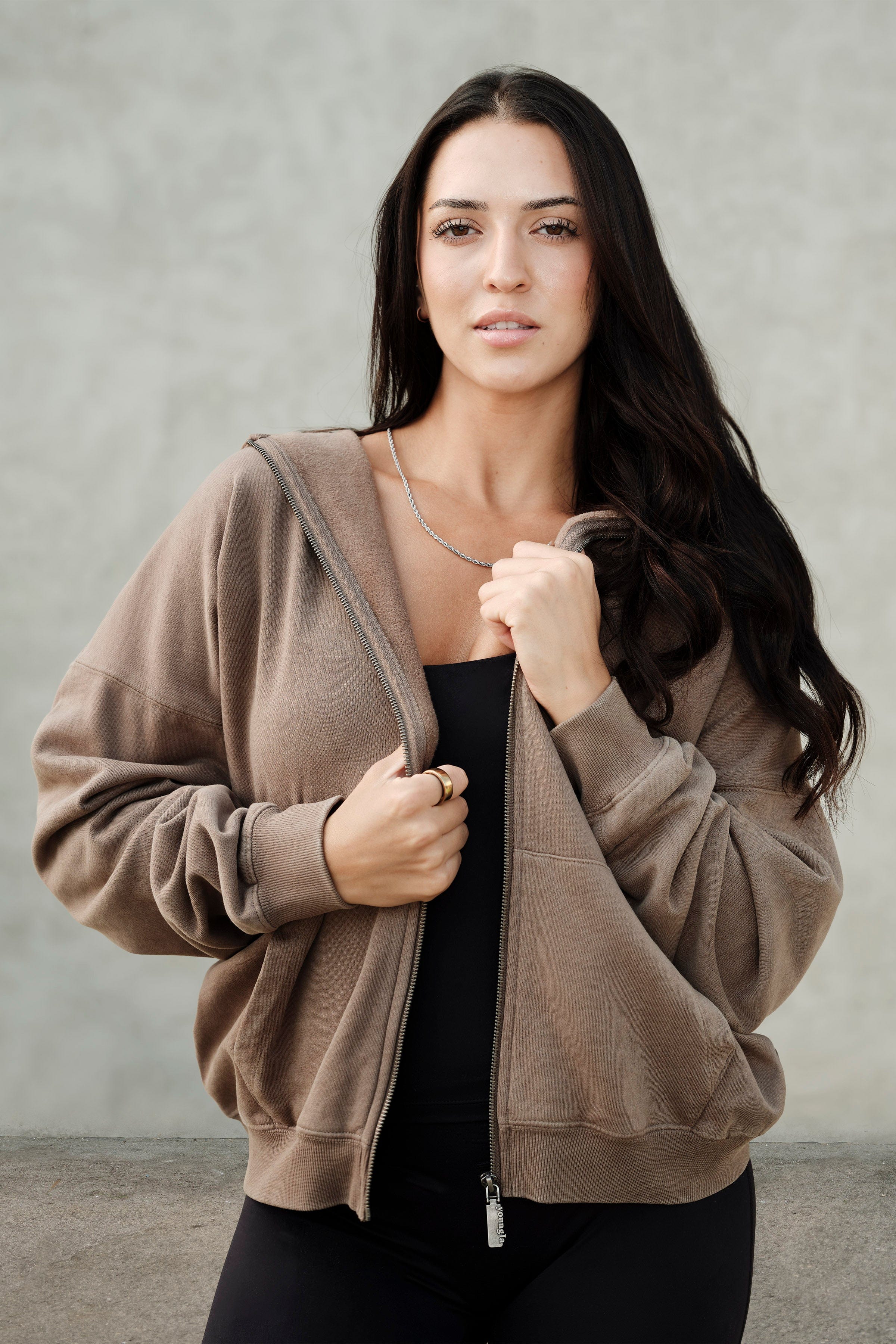 YoungLA W554 Balance Zip Hoodie Deep Taupe