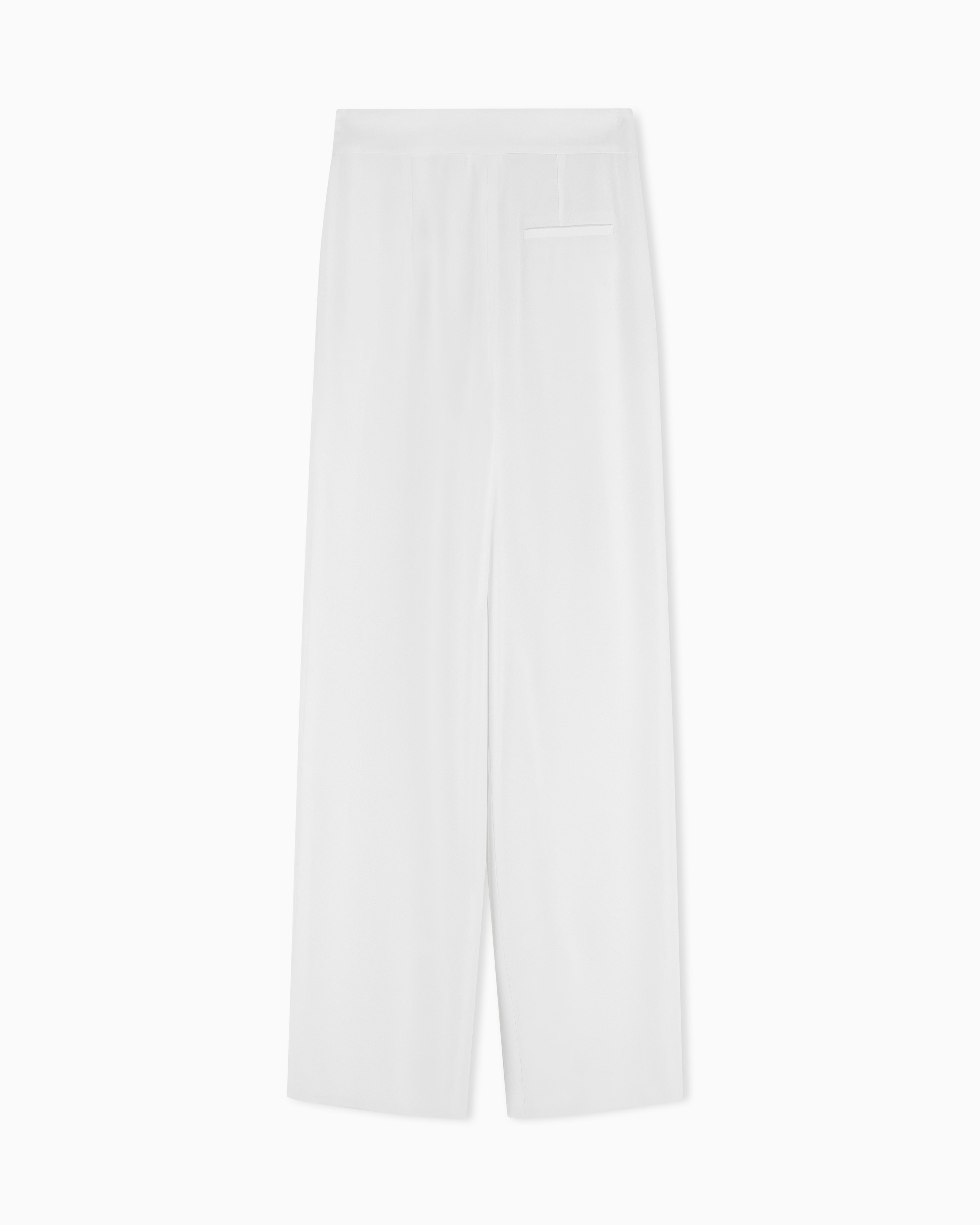 Emporio Armani Wide leg trousers in envers satin with pleats Essential