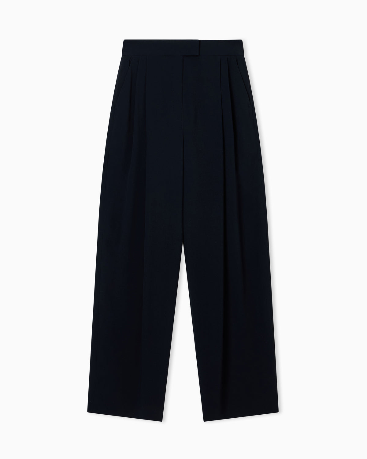 Emporio Armani Wide leg trousers in envers satin with pleats Essential