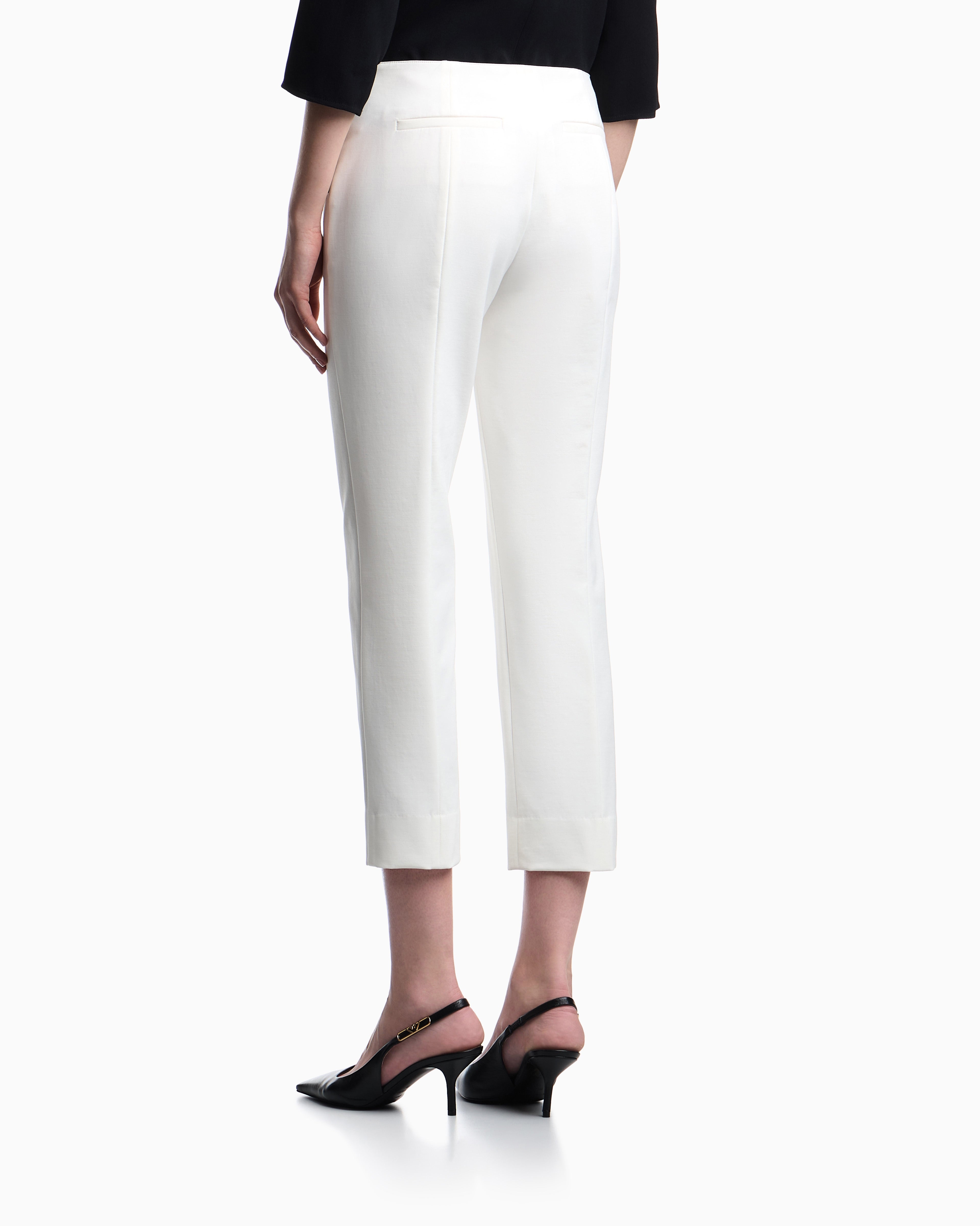 Emporio Armani High-waisted trousers in stretch cotton gabardine Essential