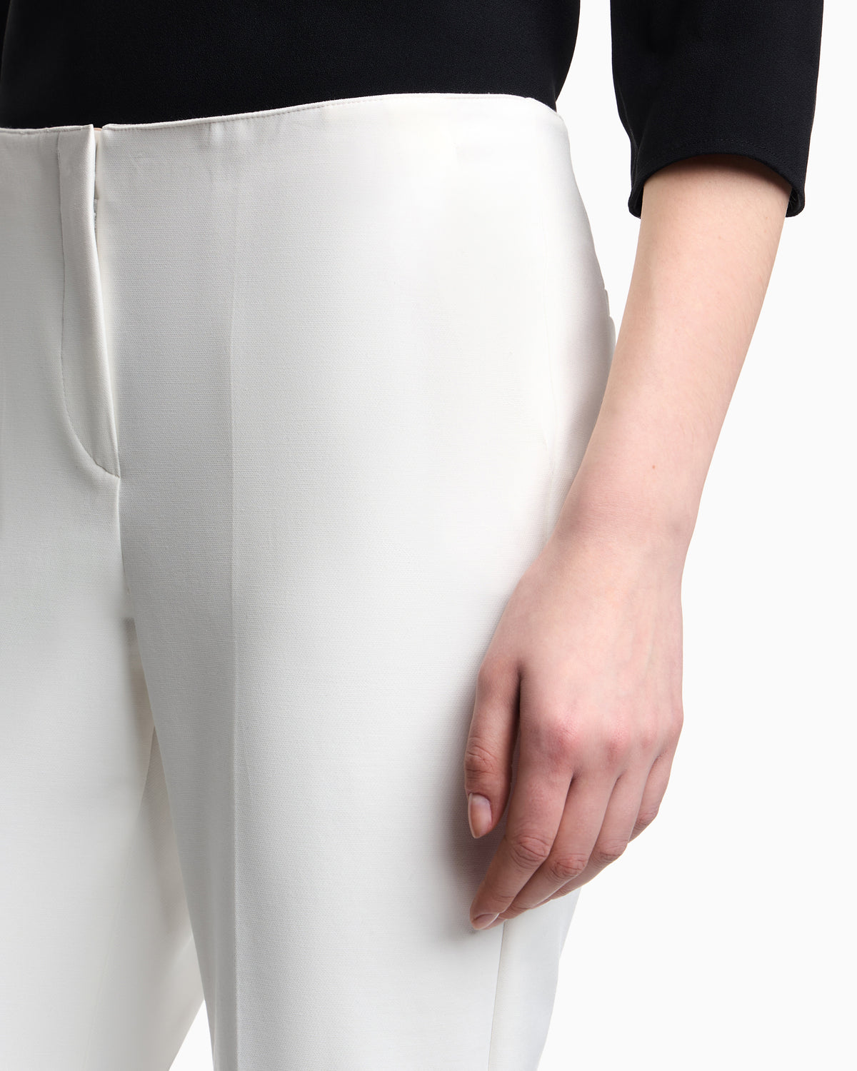 Emporio Armani High-waisted trousers in stretch cotton gabardine Essential