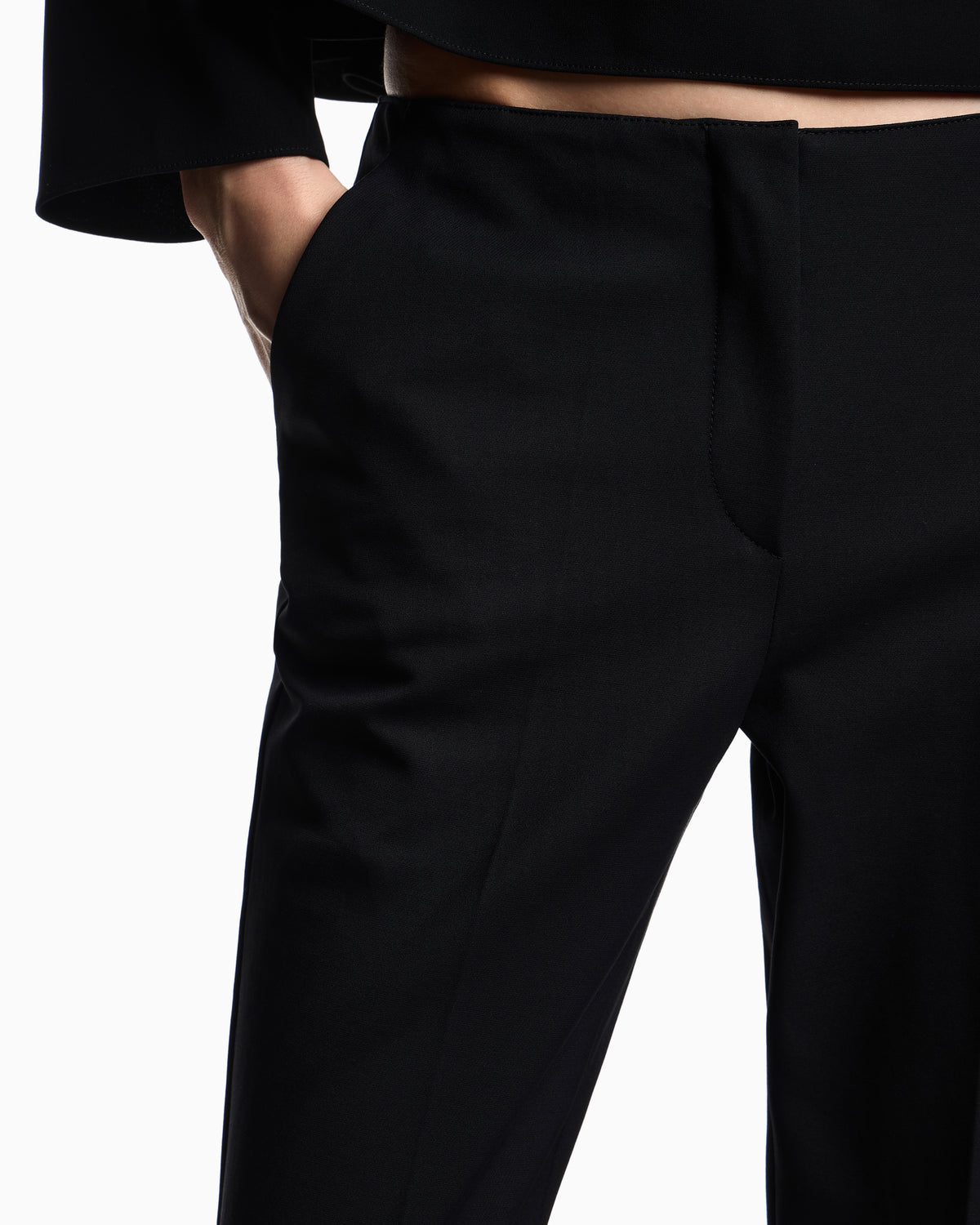 Emporio Armani High-waisted trousers in stretch cotton gabardine Essential
