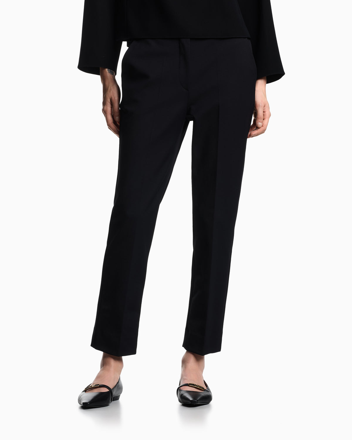 Emporio Armani High-waisted trousers in stretch cotton gabardine Essential