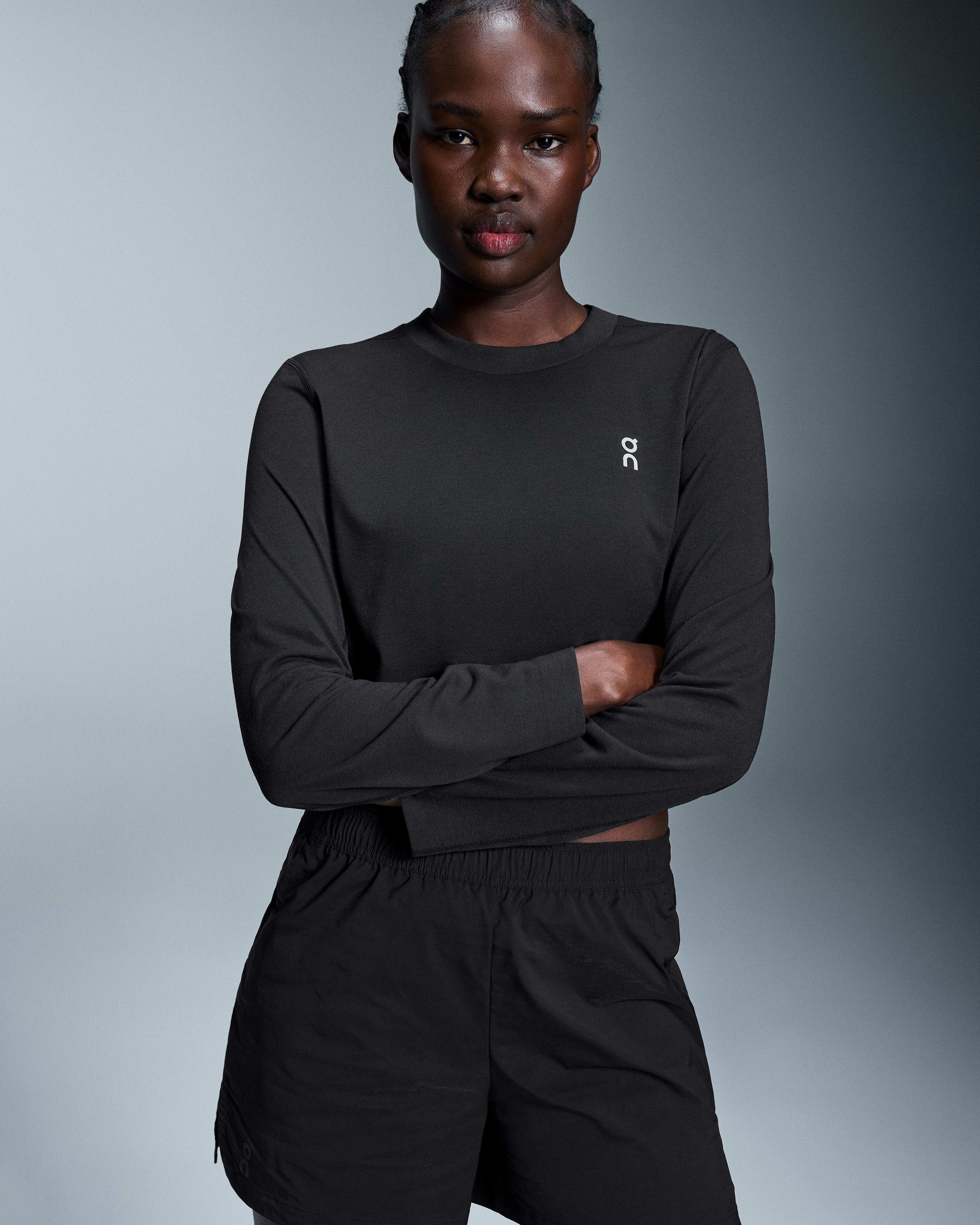 On Train Long-T Crop Black (Women'S)