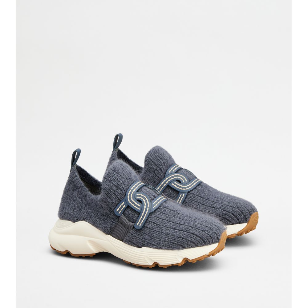 Tods Kate Slip-On Sneakers In Fabric Blue Womens