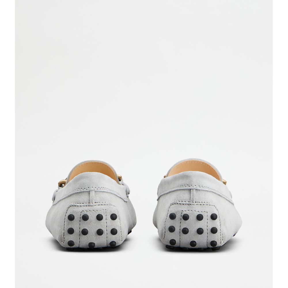 Tods Gommino Driving Shoes In Suede Grey Womens
