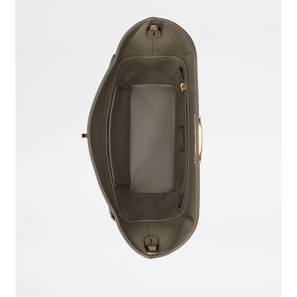 Tods T-Box Bag In Leather Mini Grey