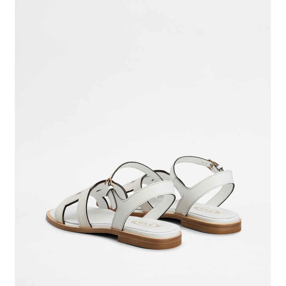Tods Kate Sandals In Leather White Womens