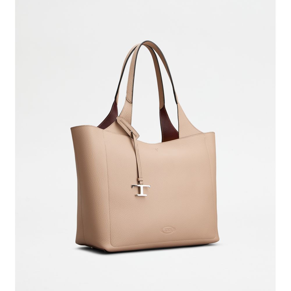 Tods Shopping Bag In Leather Medium Pink