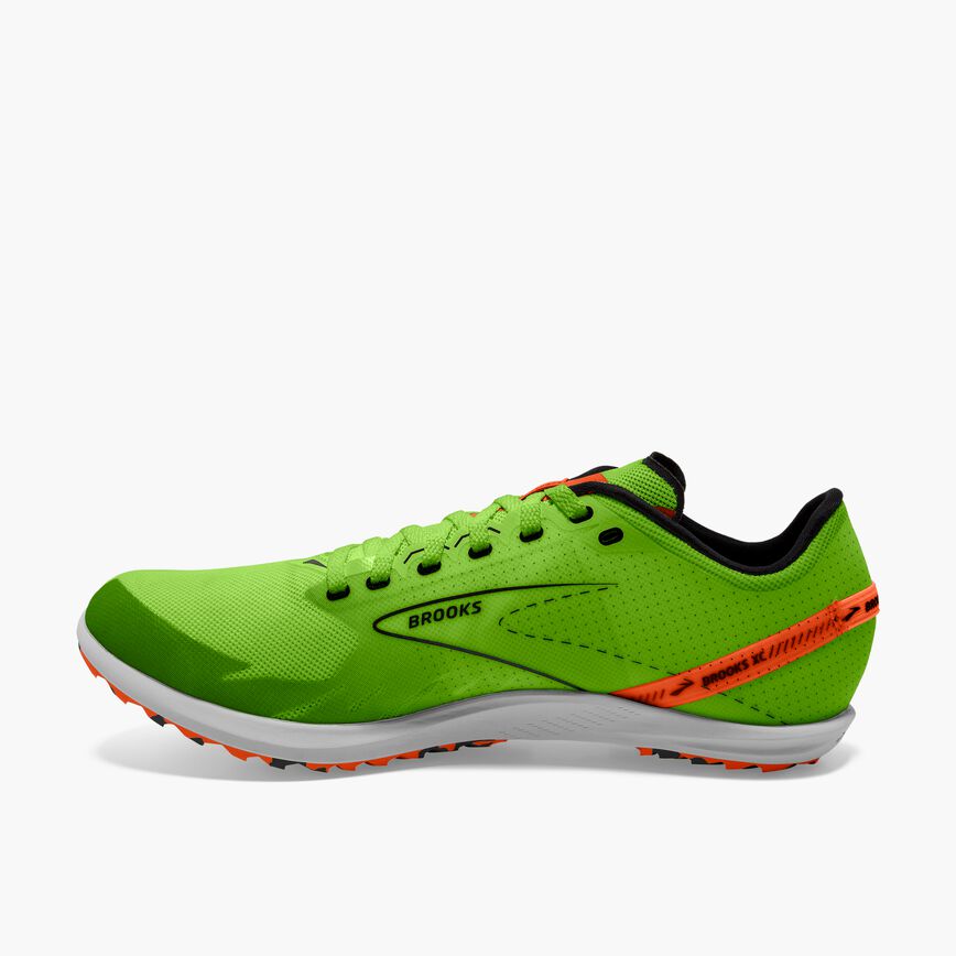 Brooks Draft XC Spikeless Green Gecko/Red Orange/White