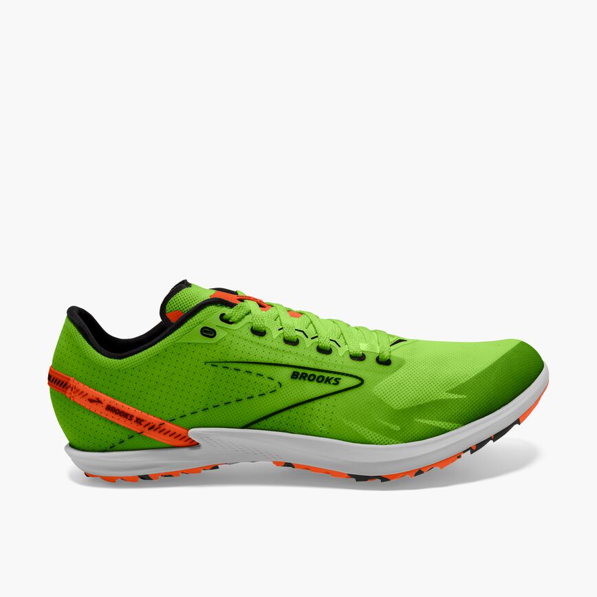 Brooks Draft XC Spikeless Green Gecko/Red Orange/White