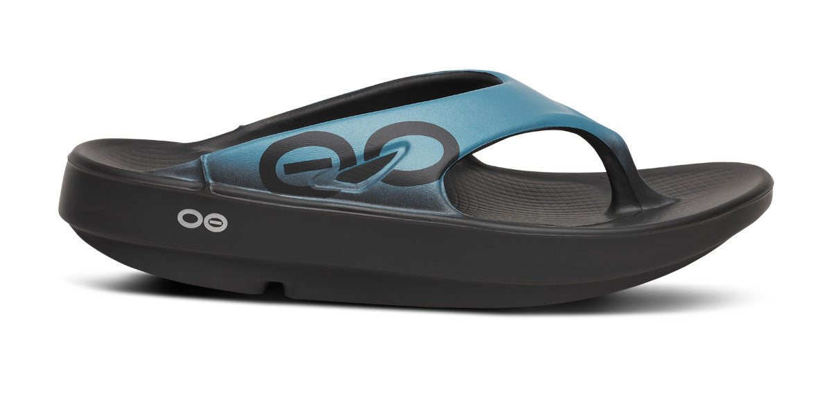 Oofos Men's Sport Sandal Black & Ocean Blue