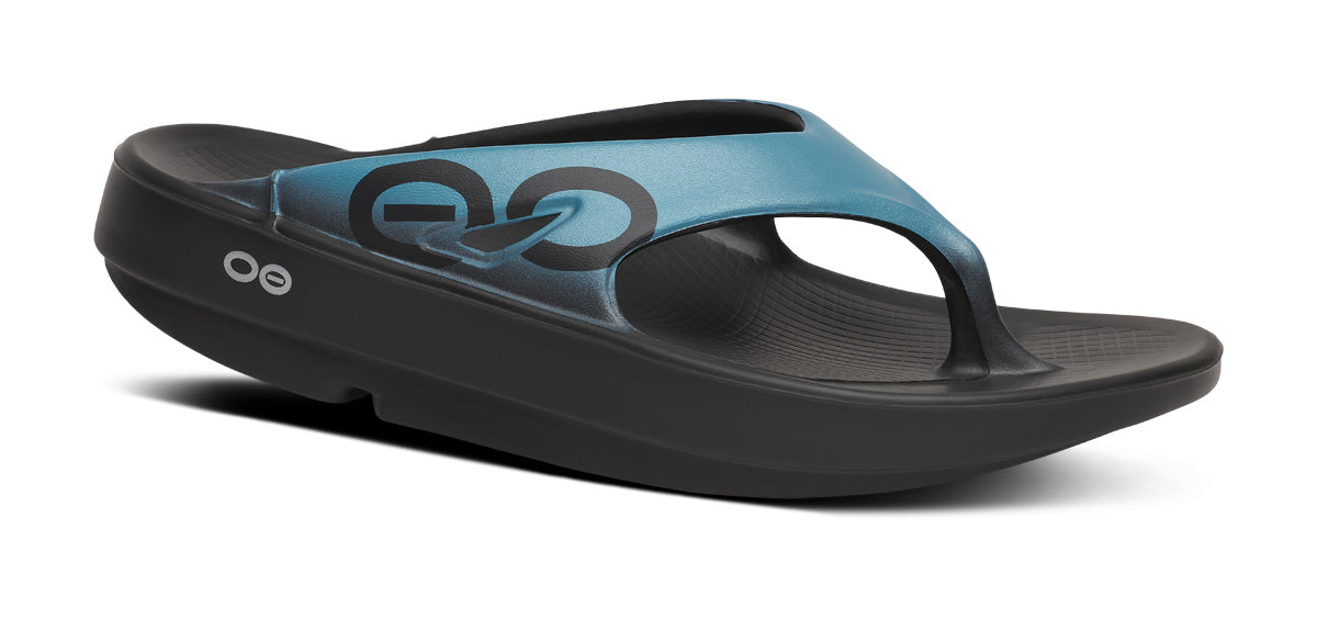 Oofos Women's Sport Sandal Black & Ocean Blue