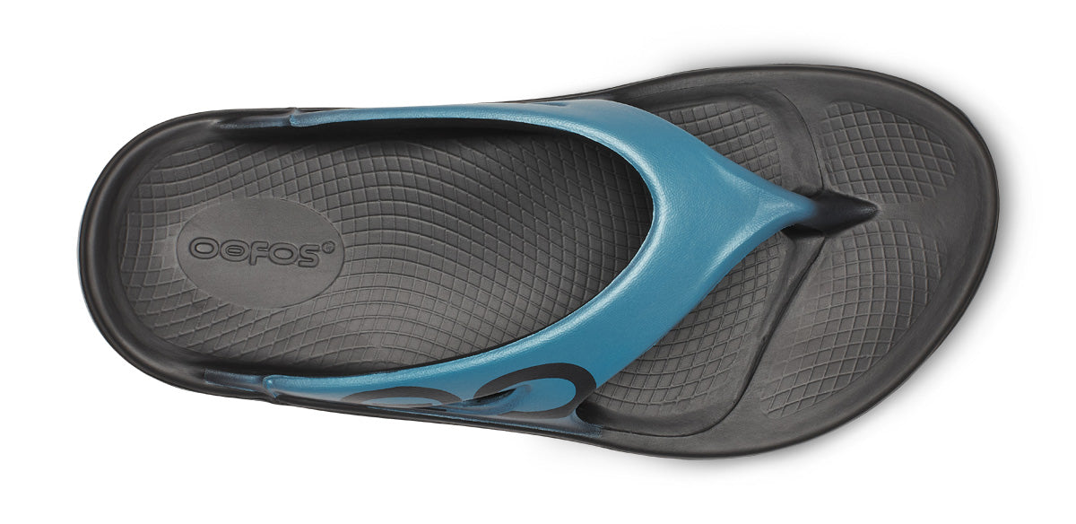 Oofos Men's Sport Sandal Black & Ocean Blue
