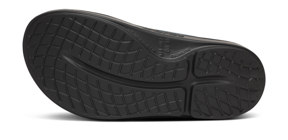 Oofos Men's Sport Sandal Black & Ocean Blue