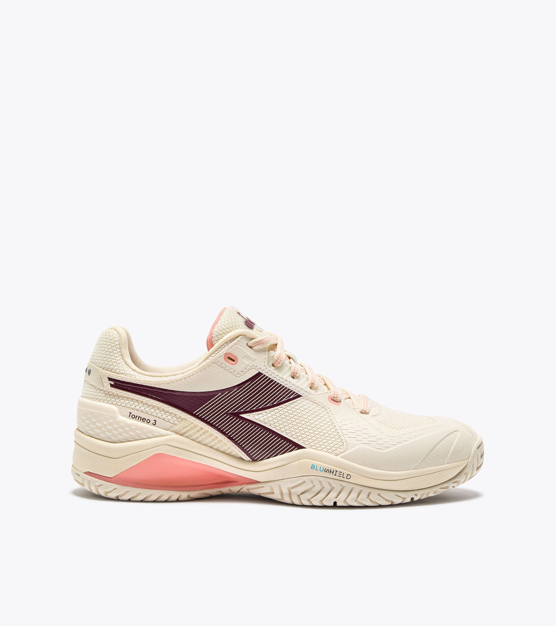 Diadora Blushield Torneo 3 W Ag Whisper Wh/Maroon Ban/Des Flwr