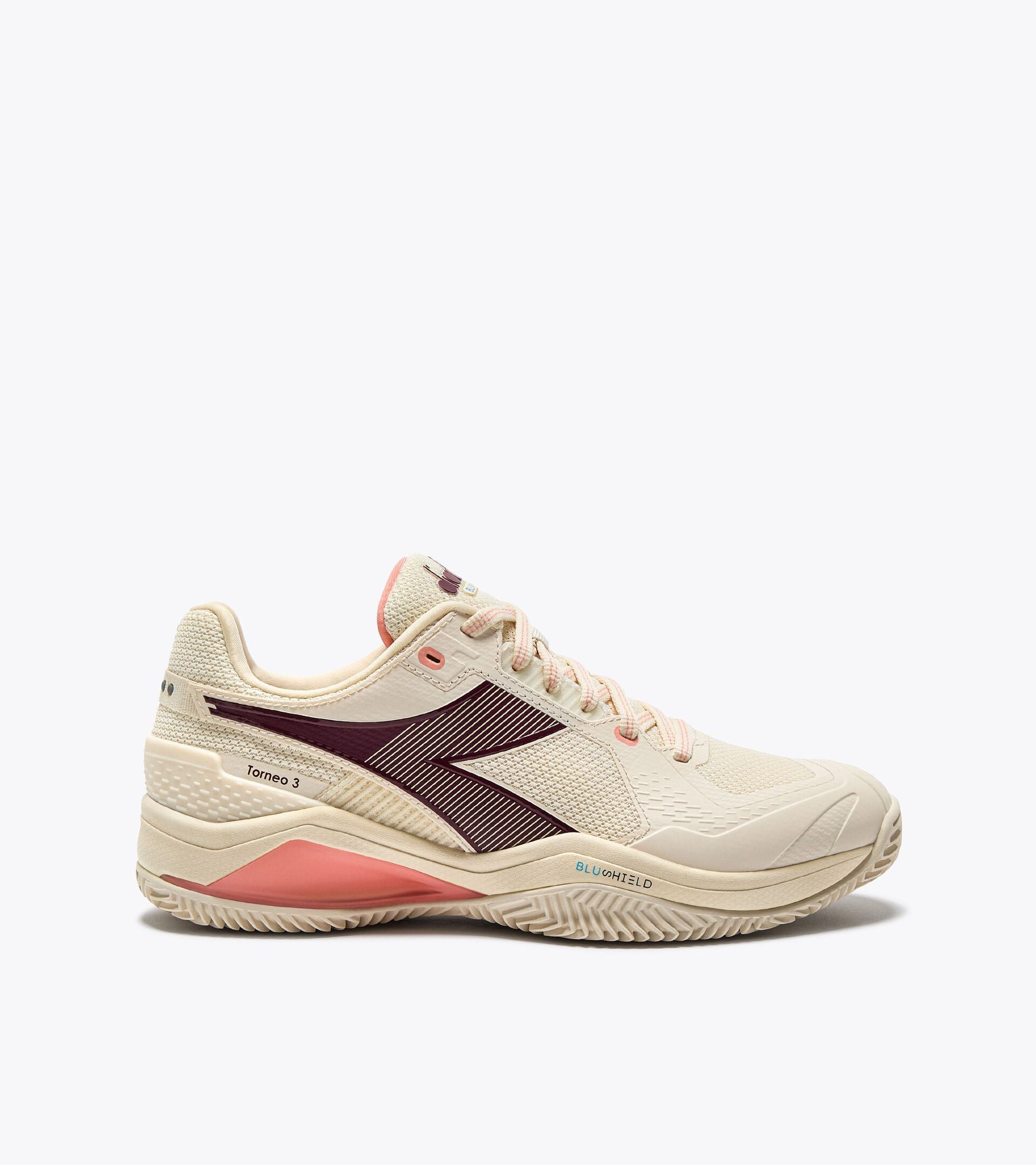Diadora Blushield Torneo 3 W Clay Whisper Wh/Maroon Ban/Des Flwr