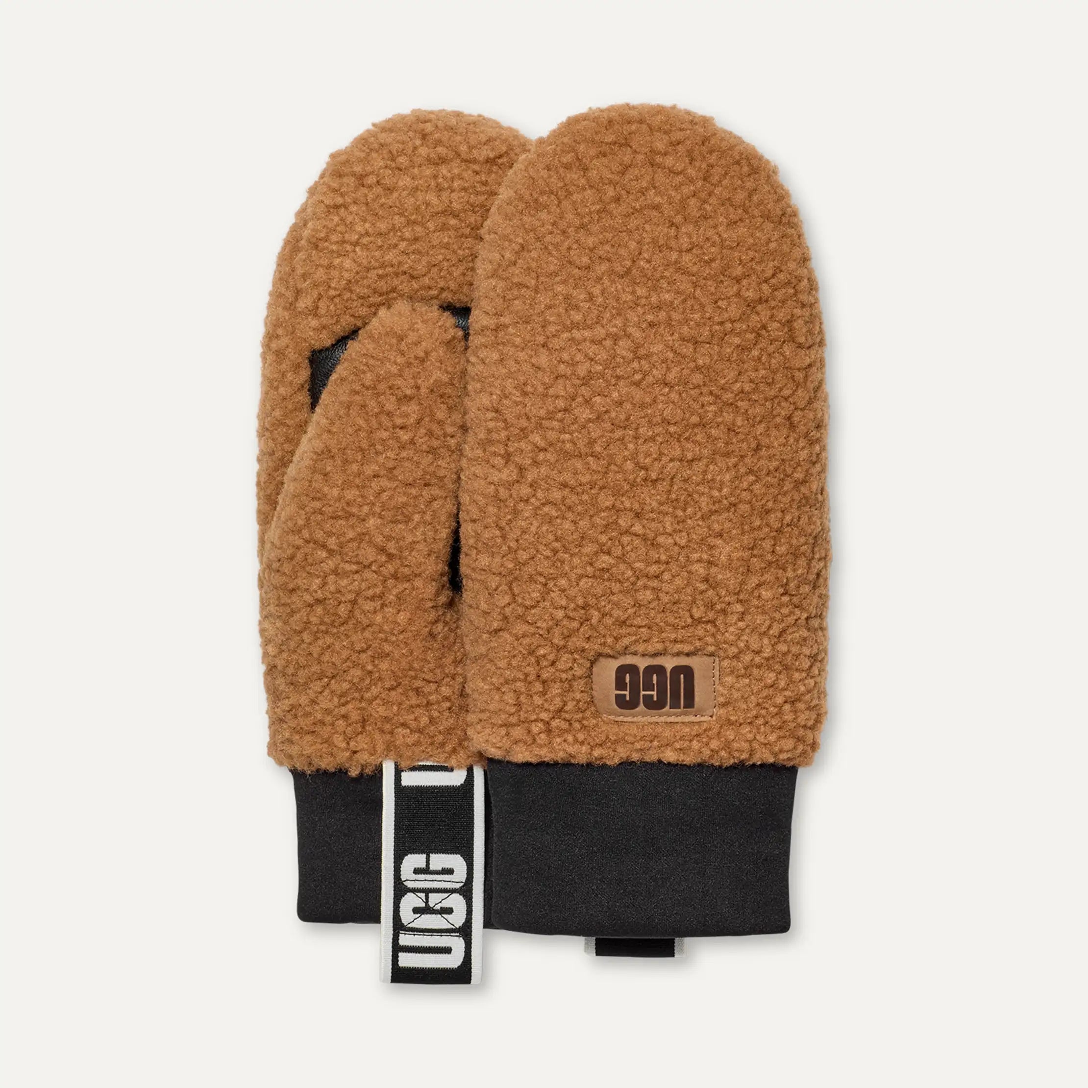 Ugg Uggfluff Mitten With Logo Tape Chestnut