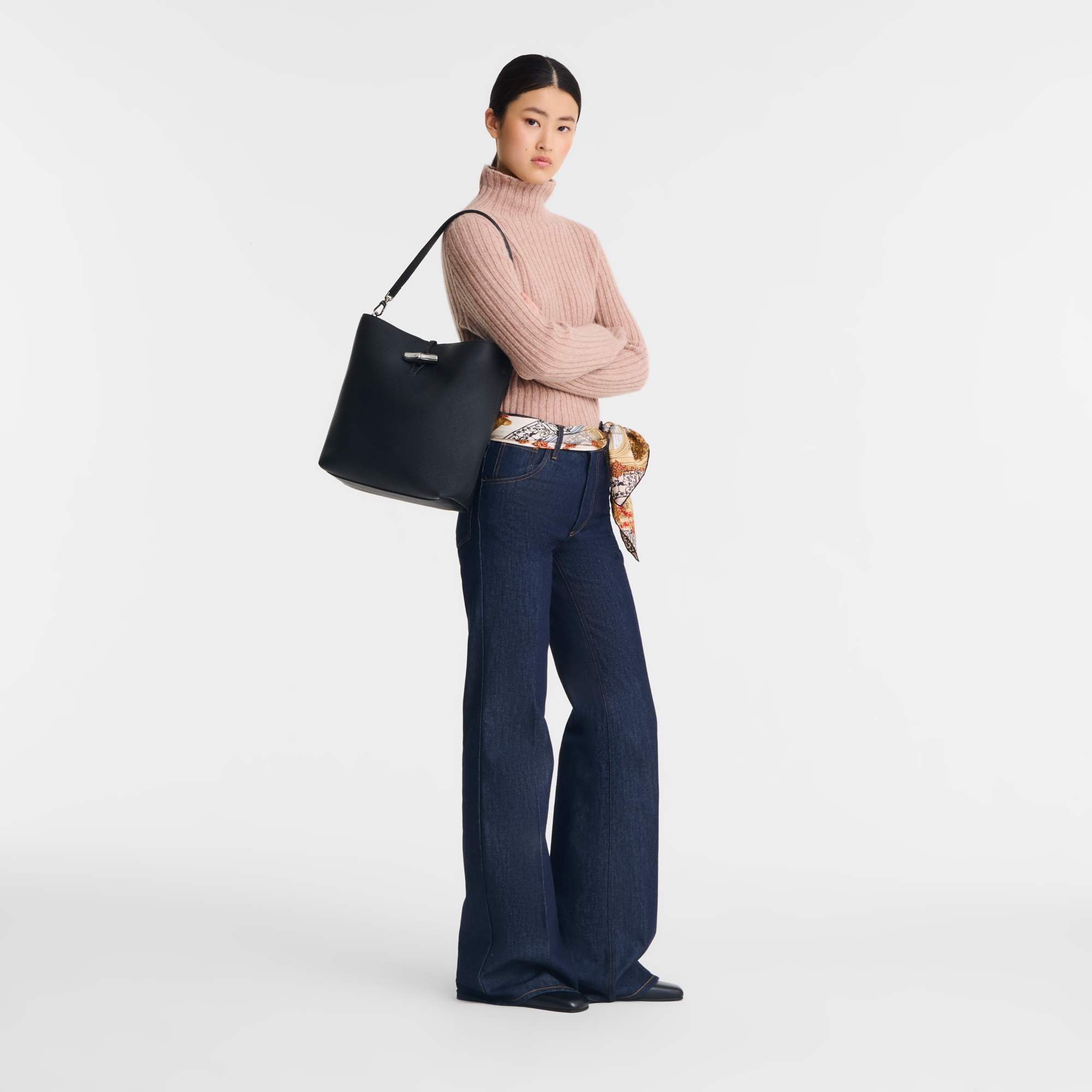 Longchamp Le Roseau M Hobo bag Black