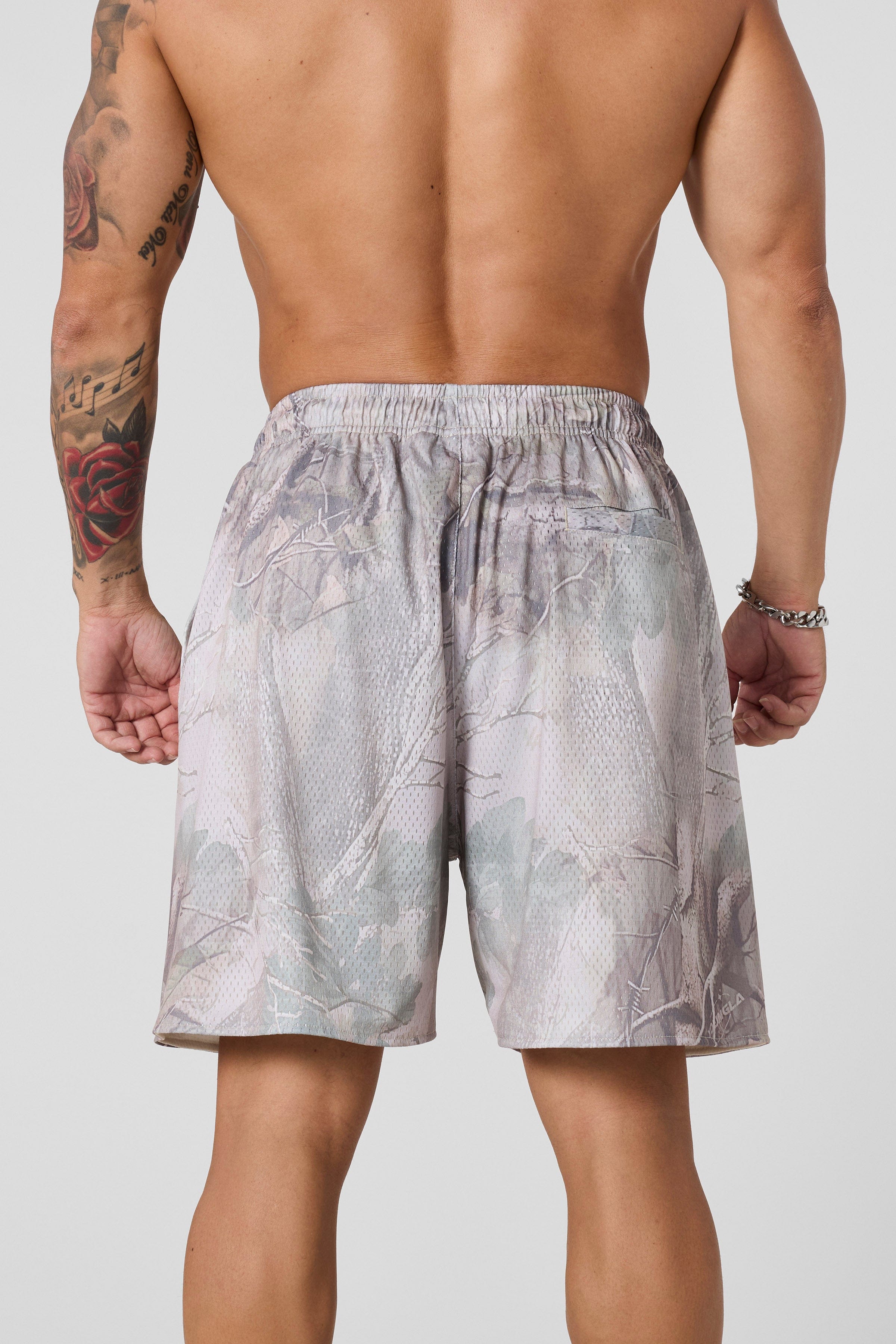 YoungLA 1035 - Baggy Basketball Shorts Desert Tan Tree Camo