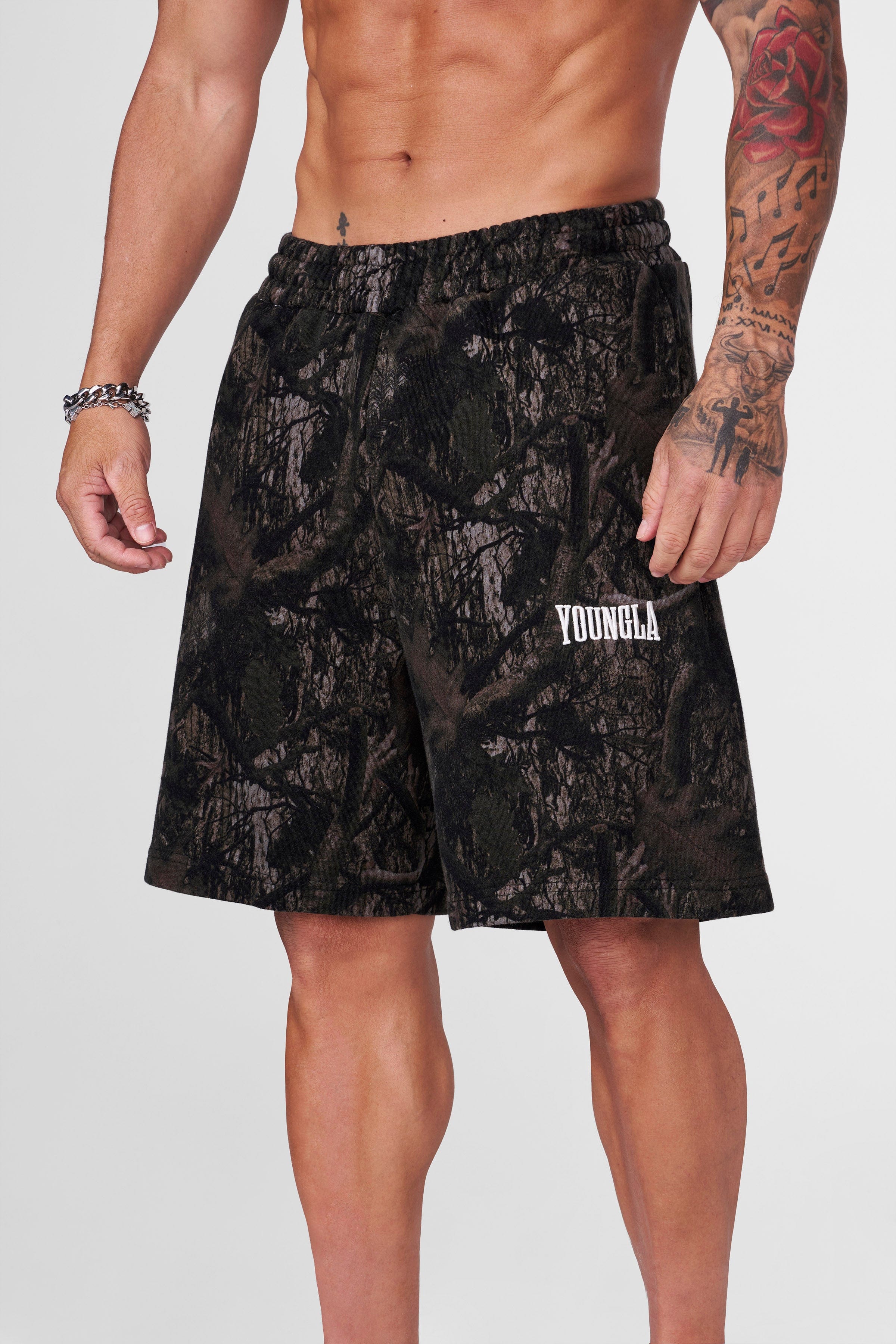 YoungLA 1042 - Heritage Baggy Shorts Dark Tree Camo