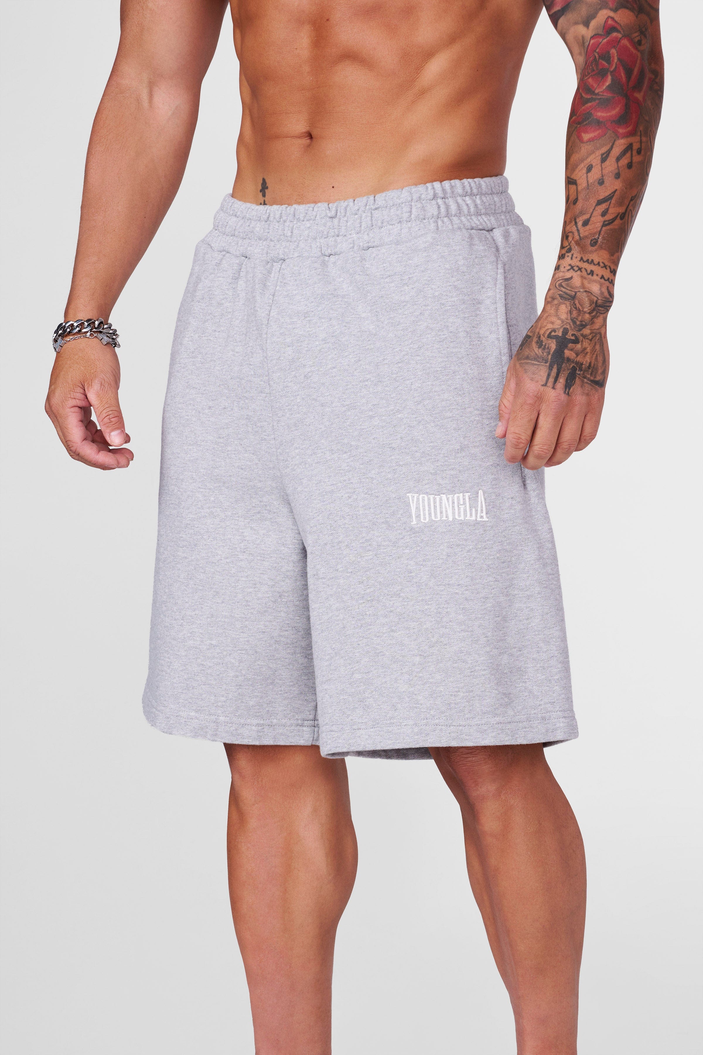 YoungLA 1042 - Heritage Baggy Shorts Heather Grey