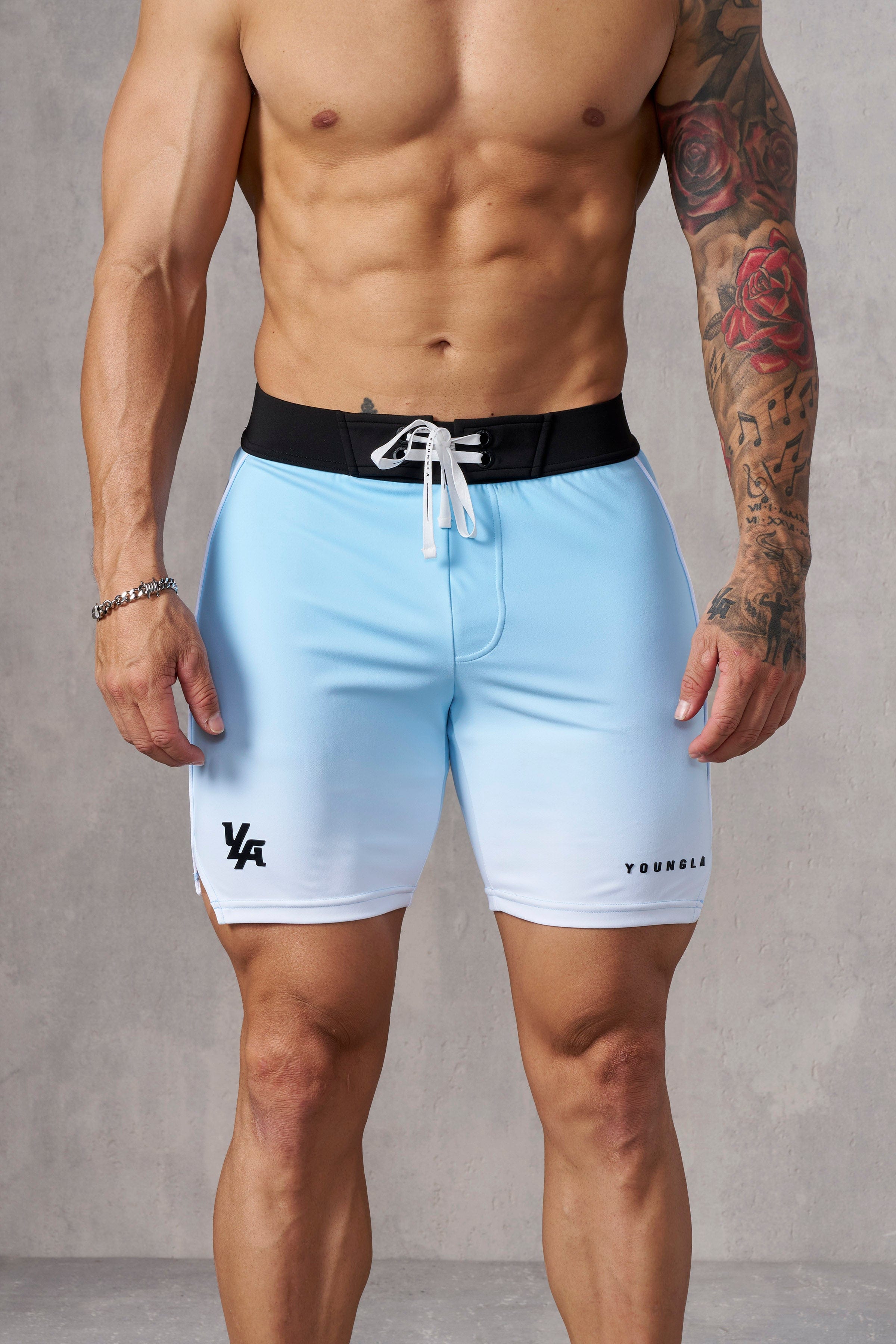 YoungLA 1067 - Men's physique Stage Shorts Sky Blue