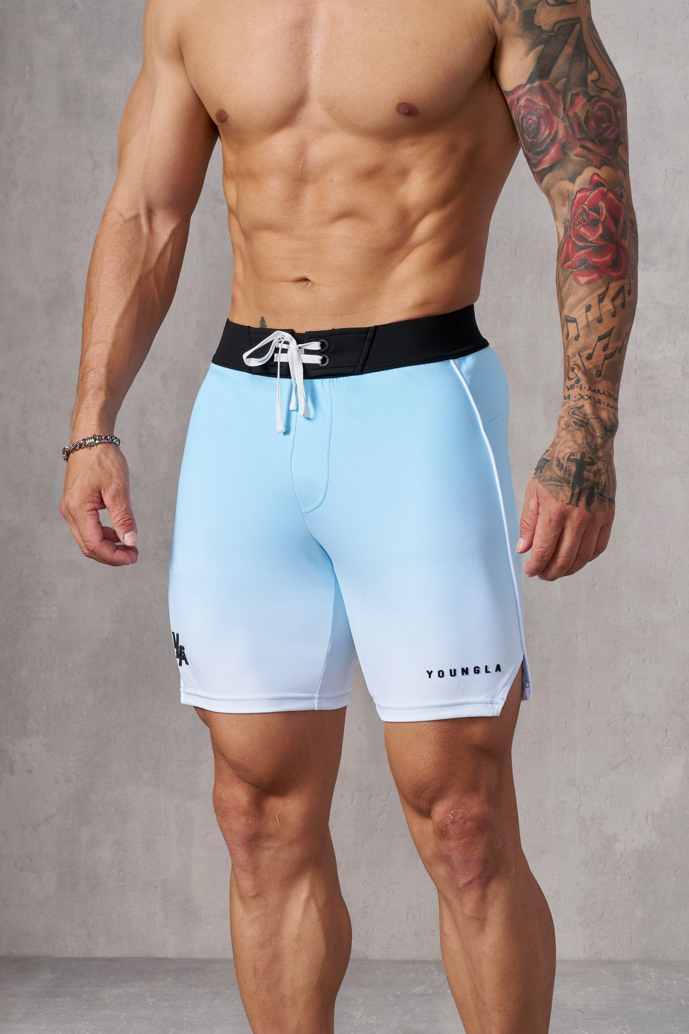 YoungLA 1067 - Men's physique Stage Shorts Sky Blue