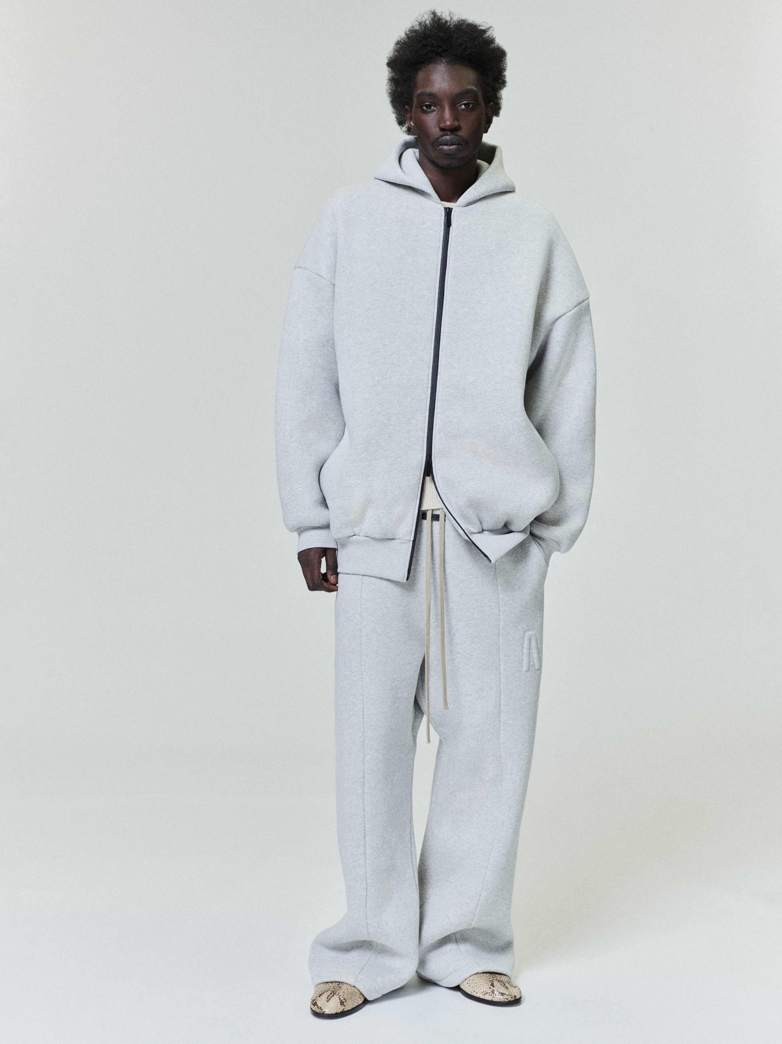 Essentials Athletics Zip Up Hoodie Melange Grey