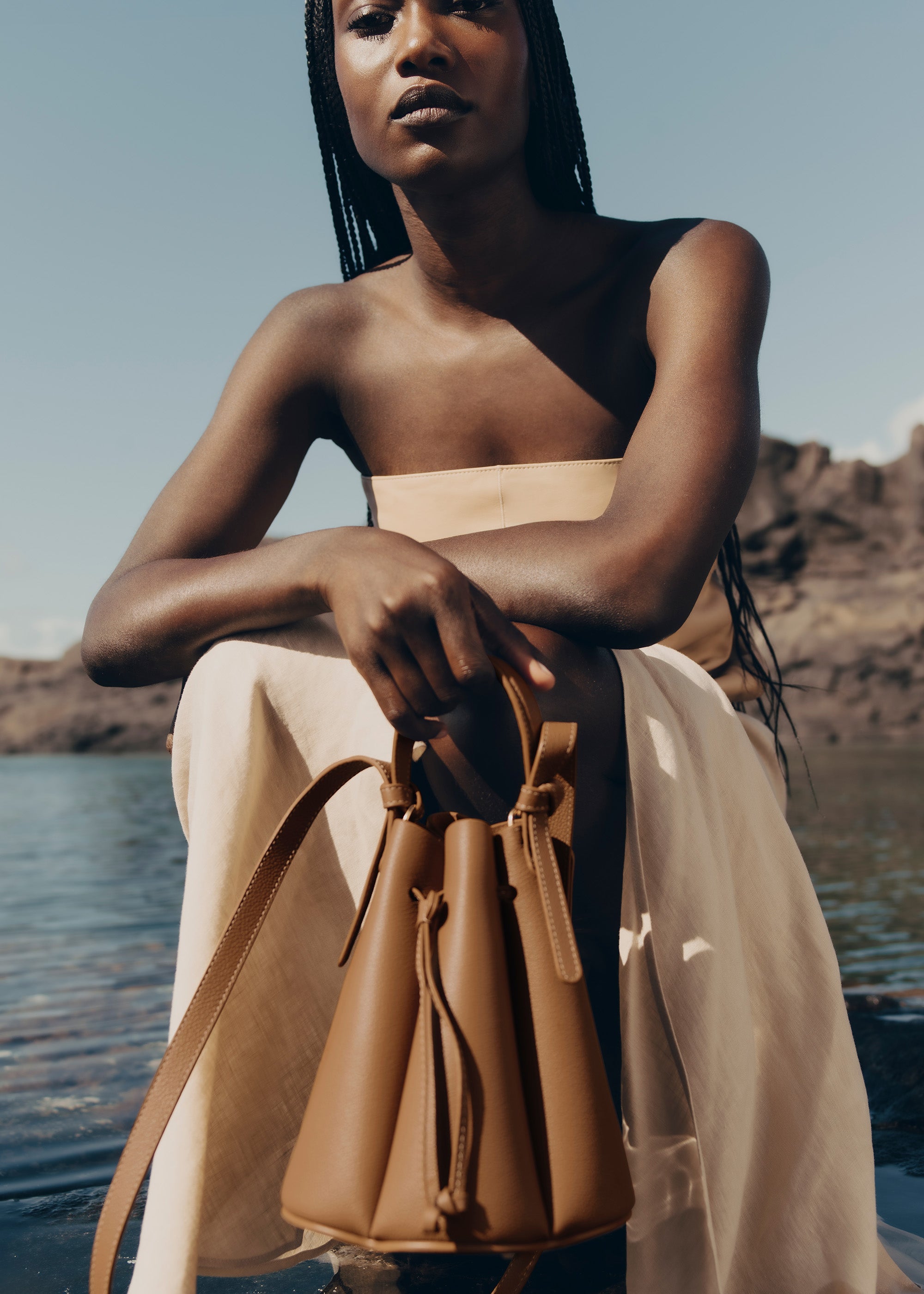 Polene Numero Huit Mini Textured Camel