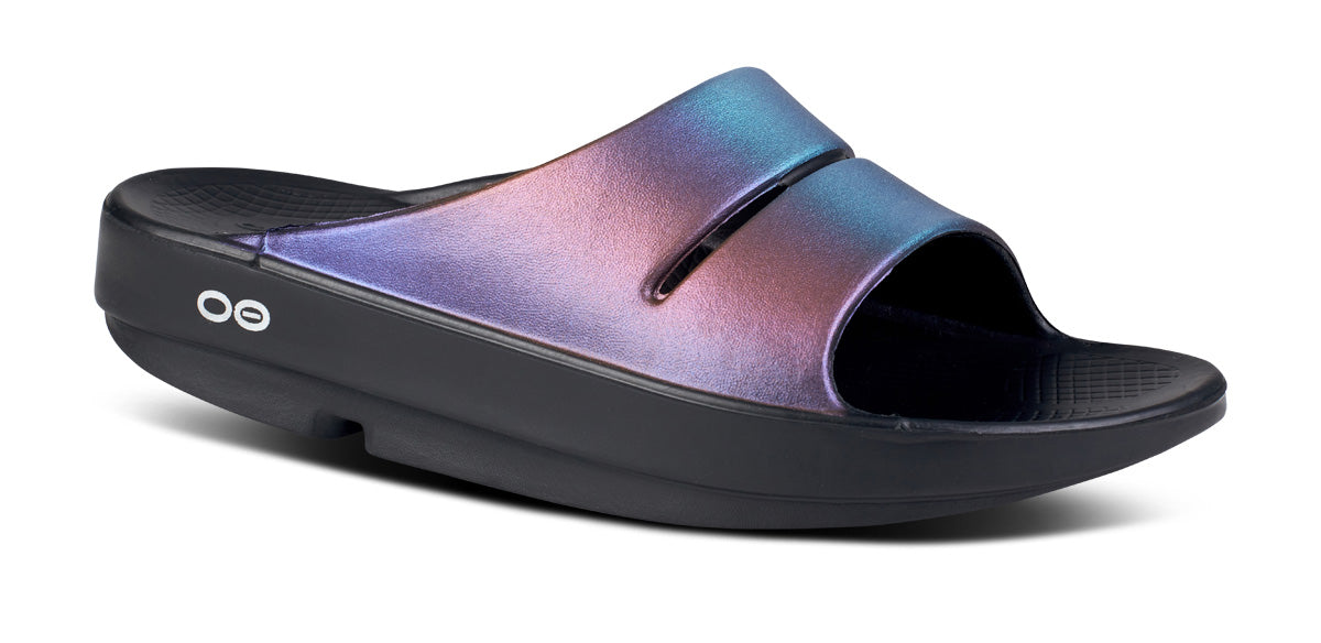 Oofos Women's Luxe Slide Midnight Spectre