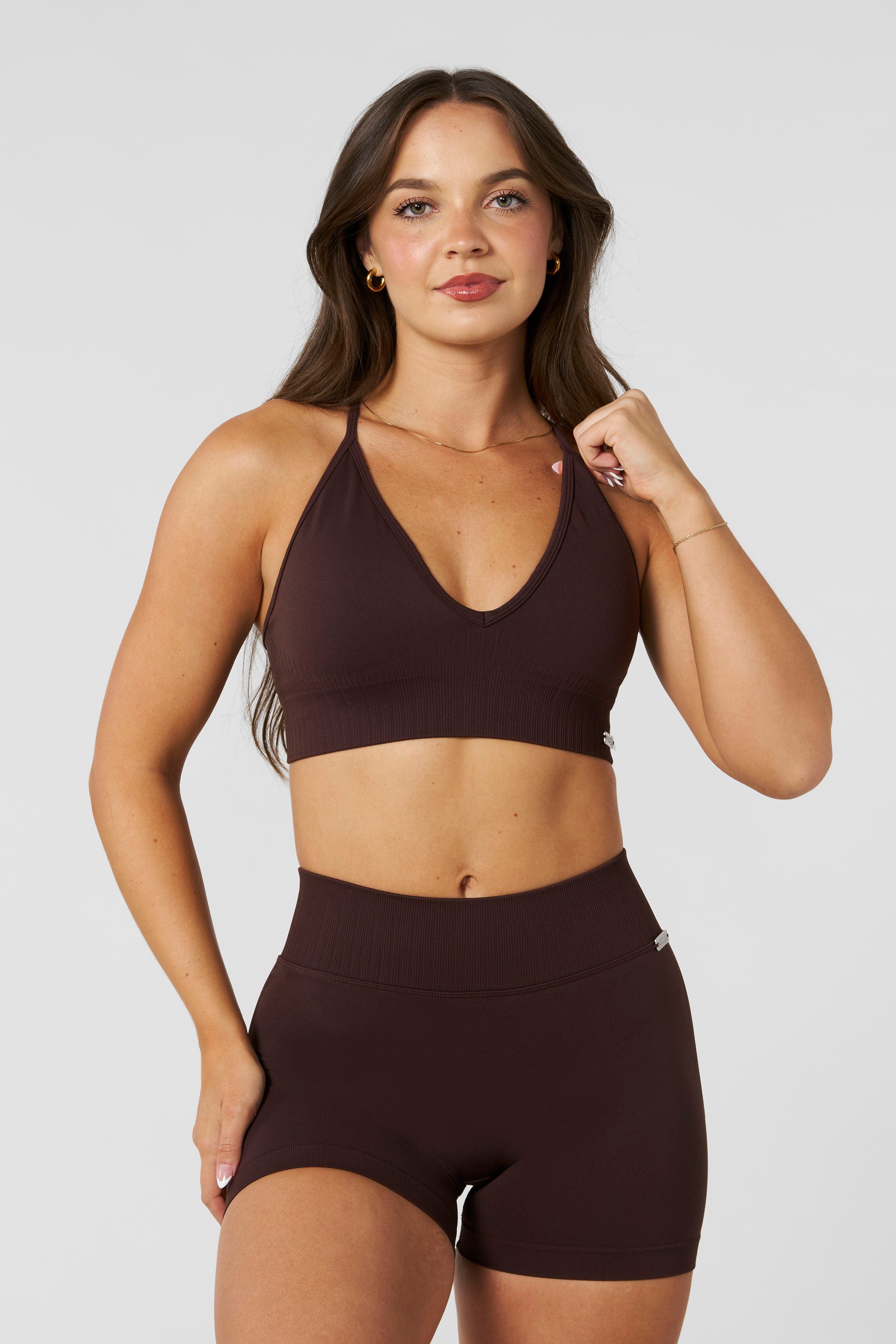 YoungLA W367 - Sculpt Seamless Plunge Bra Brown