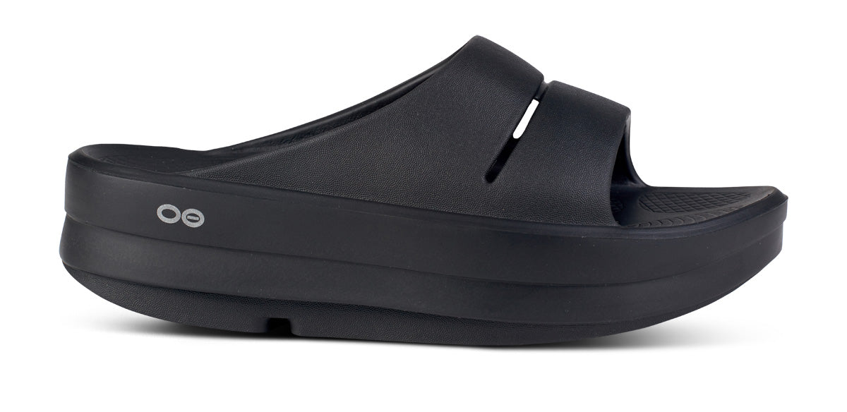 Oofos Women's Platform Slide Black