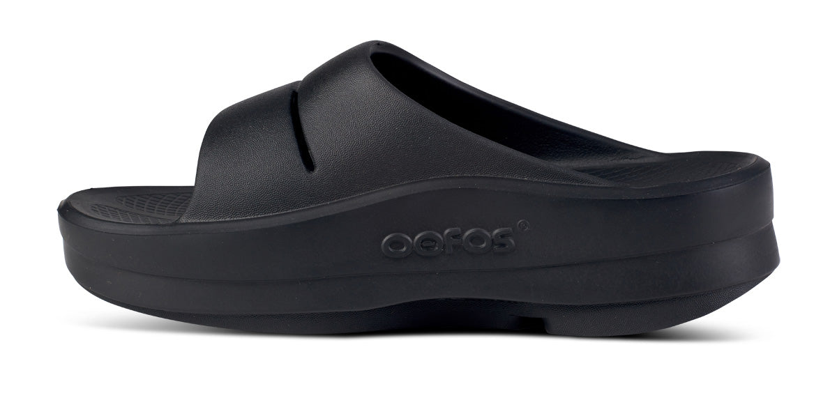 Oofos Women's Platform Slide Black