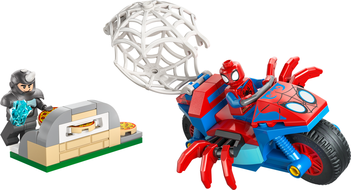 Lego Spidey on his Motorcycle vs Rhino