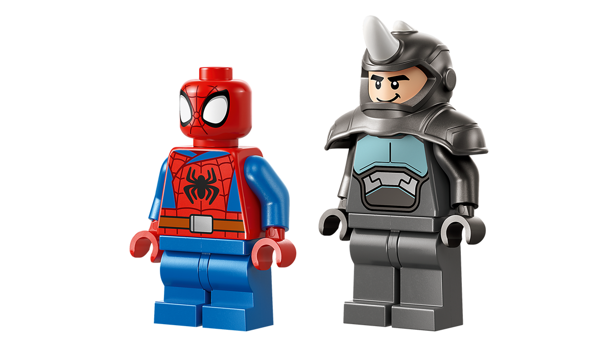Lego Spidey on his Motorcycle vs Rhino