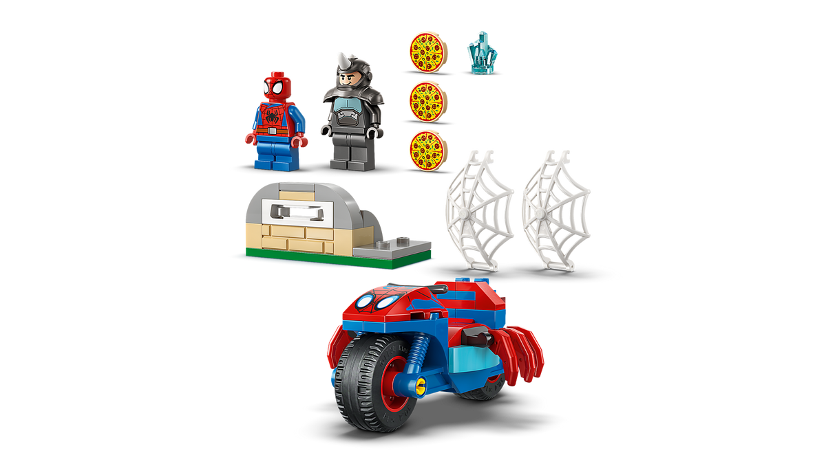 Lego Spidey on his Motorcycle vs Rhino