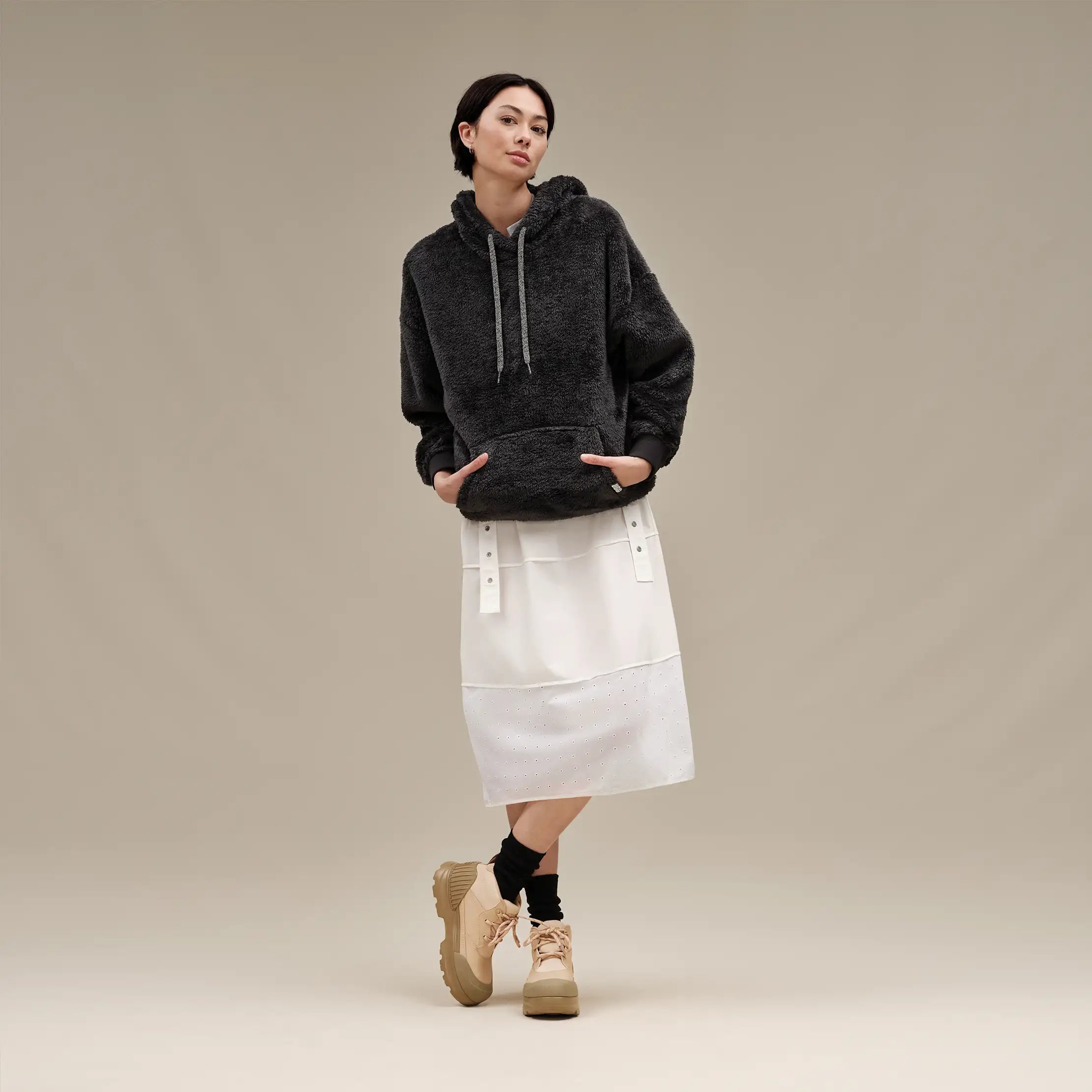 Ugg Loyra Sherpa Hoodie Ink Black