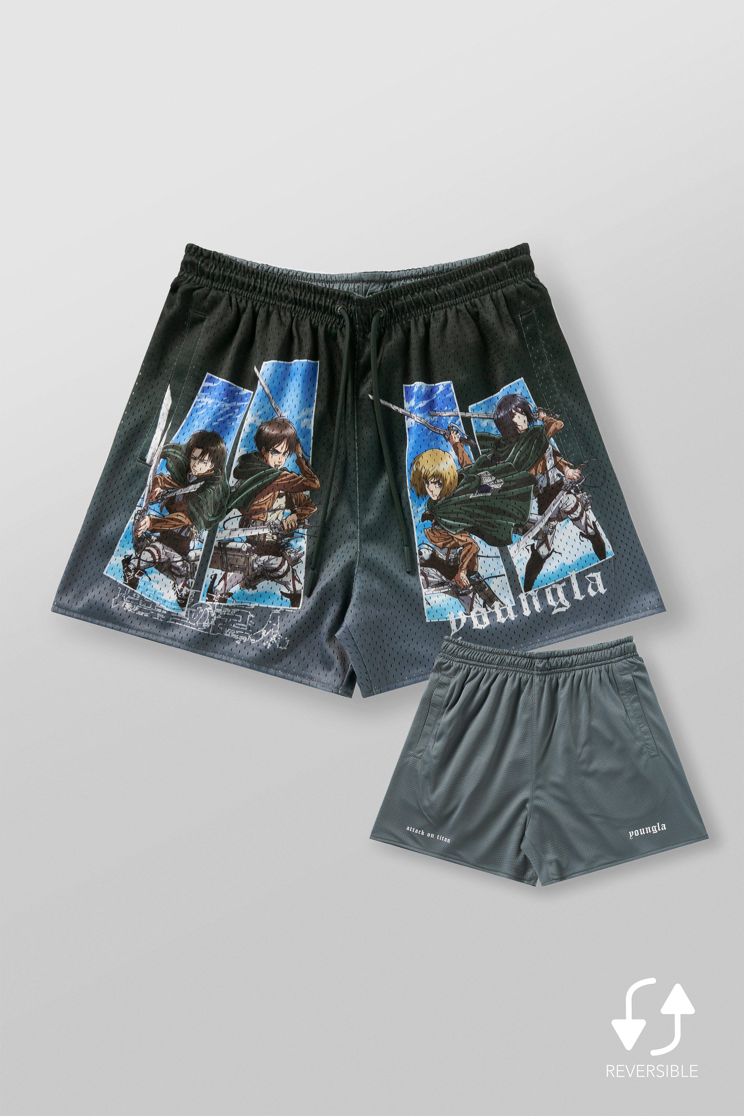 YoungLA 1126 - AOT x YLA Mesh Shorts Scout Regiment