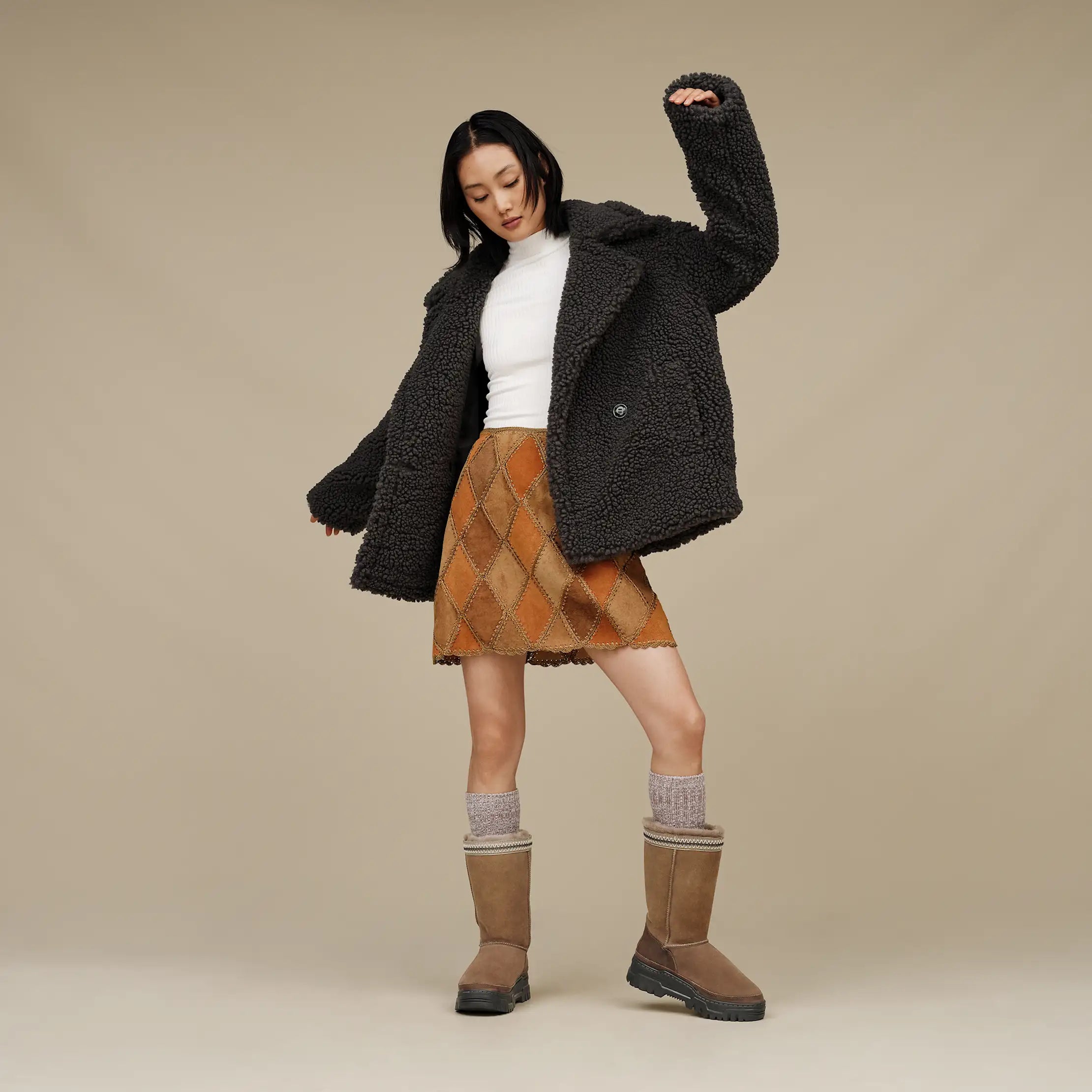 Ugg Gertrude Short Teddy Coat Ink