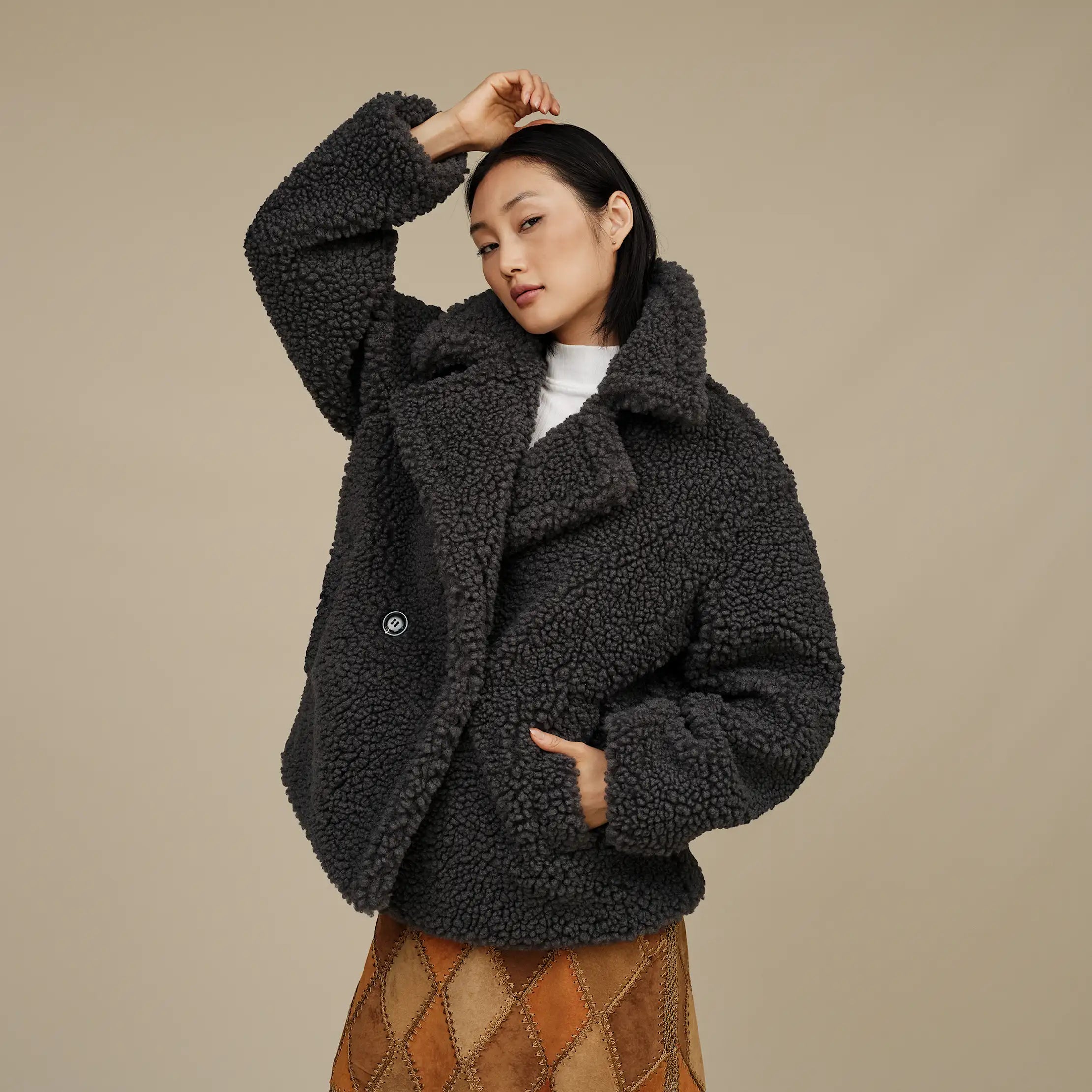 Ugg Gertrude Short Teddy Coat Ink